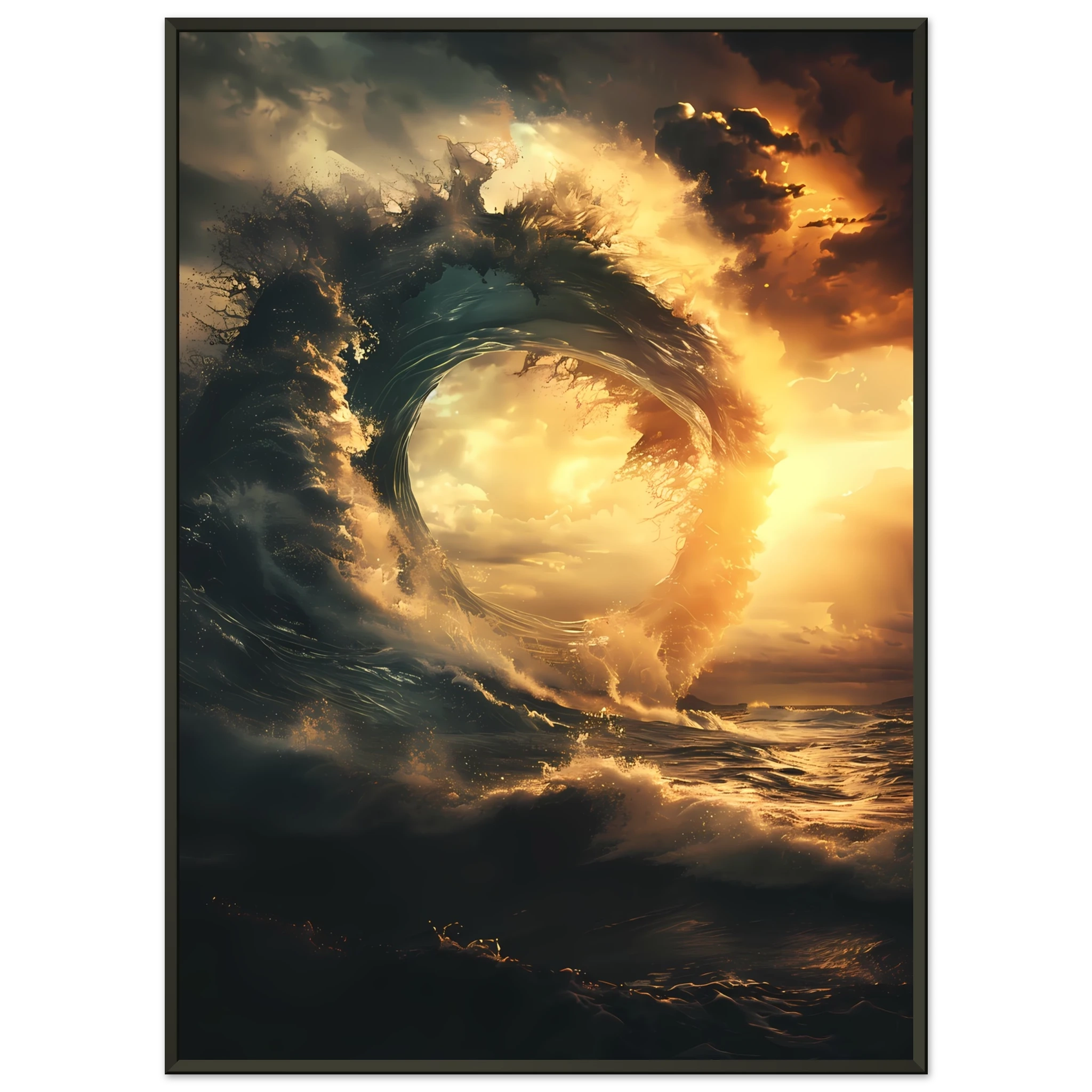 Abstract geometric shapes with wave-inspired texture — modern marine wall art.