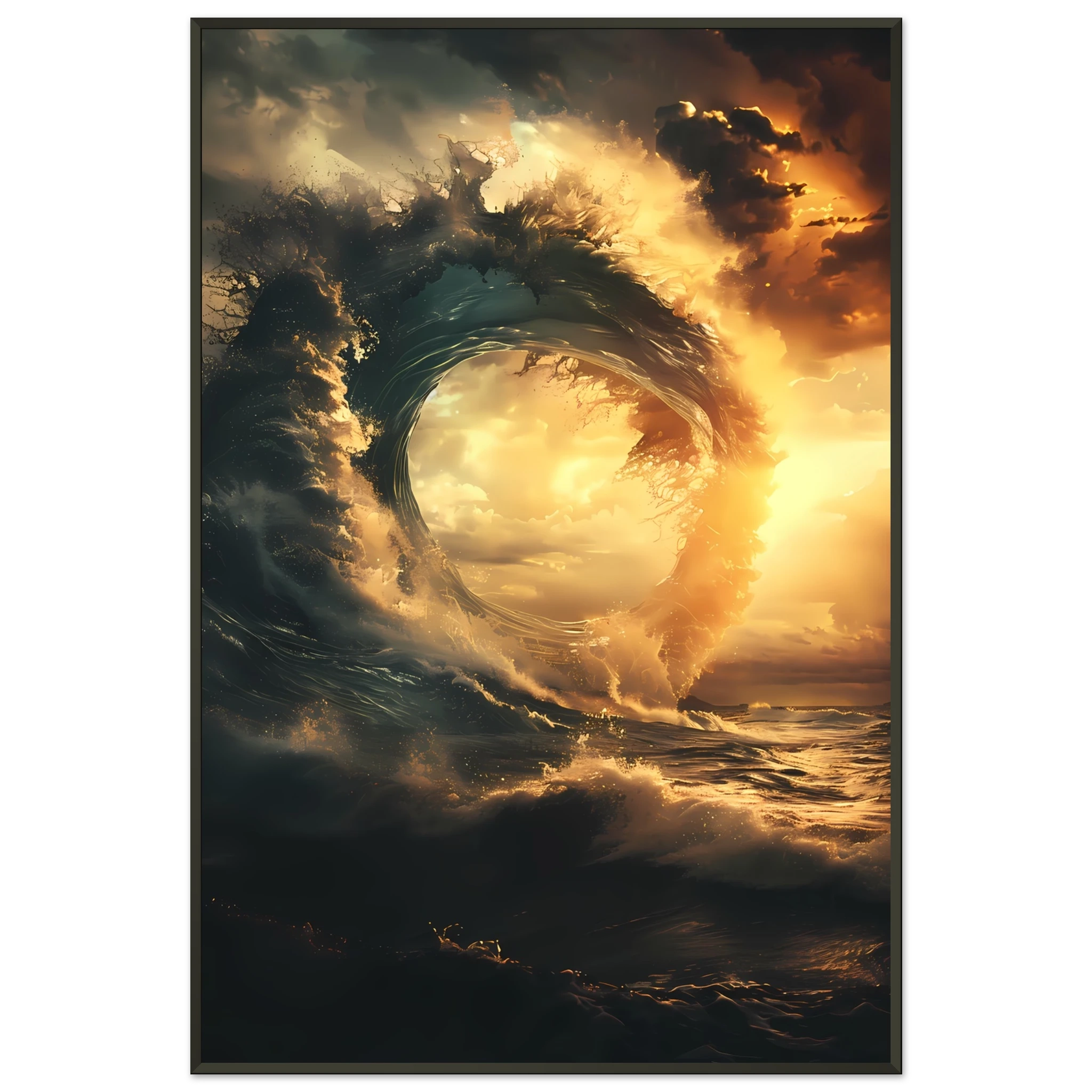 Abstract geometric shapes with wave-inspired texture — modern marine wall art.