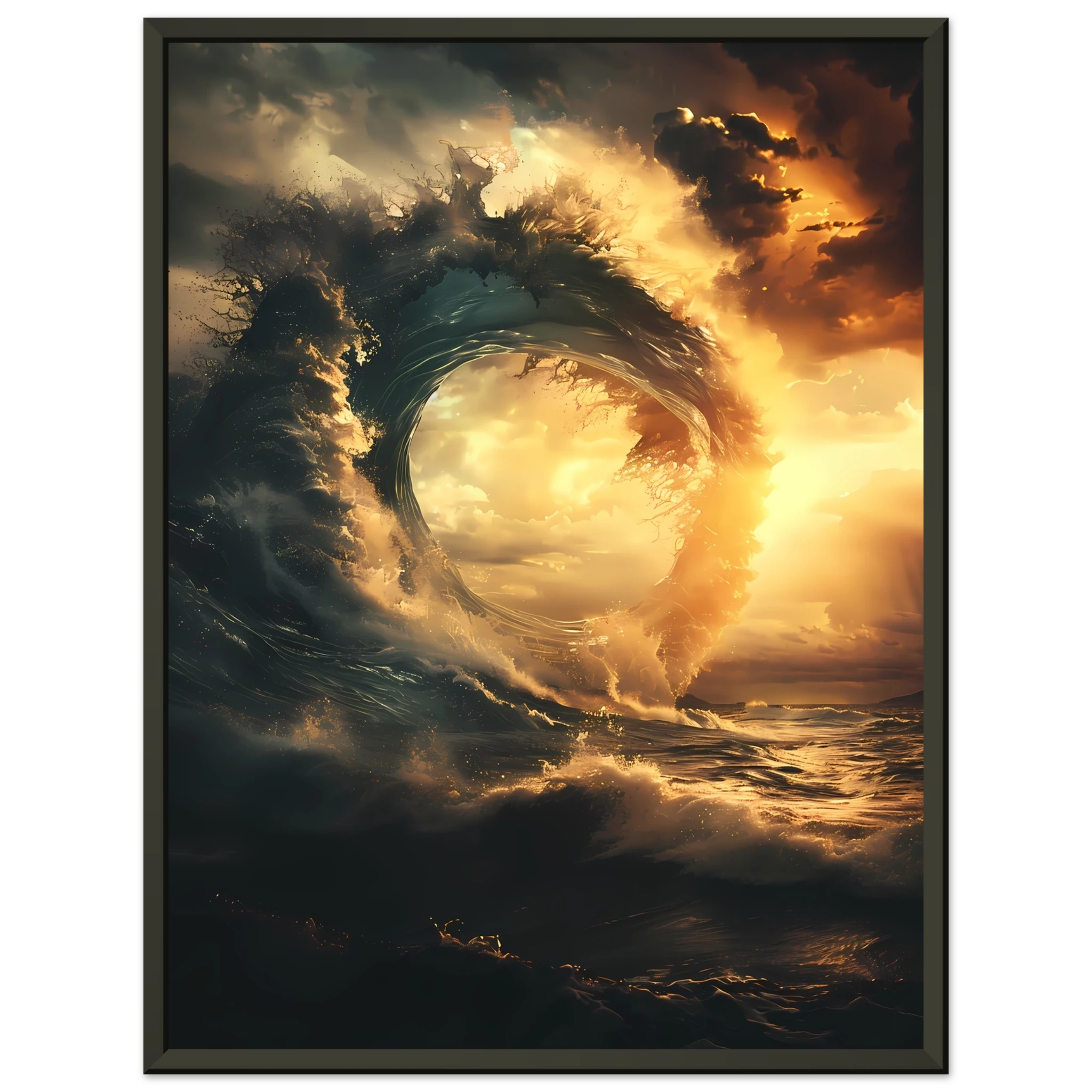 Abstract geometric shapes with wave-inspired texture — modern marine wall art.