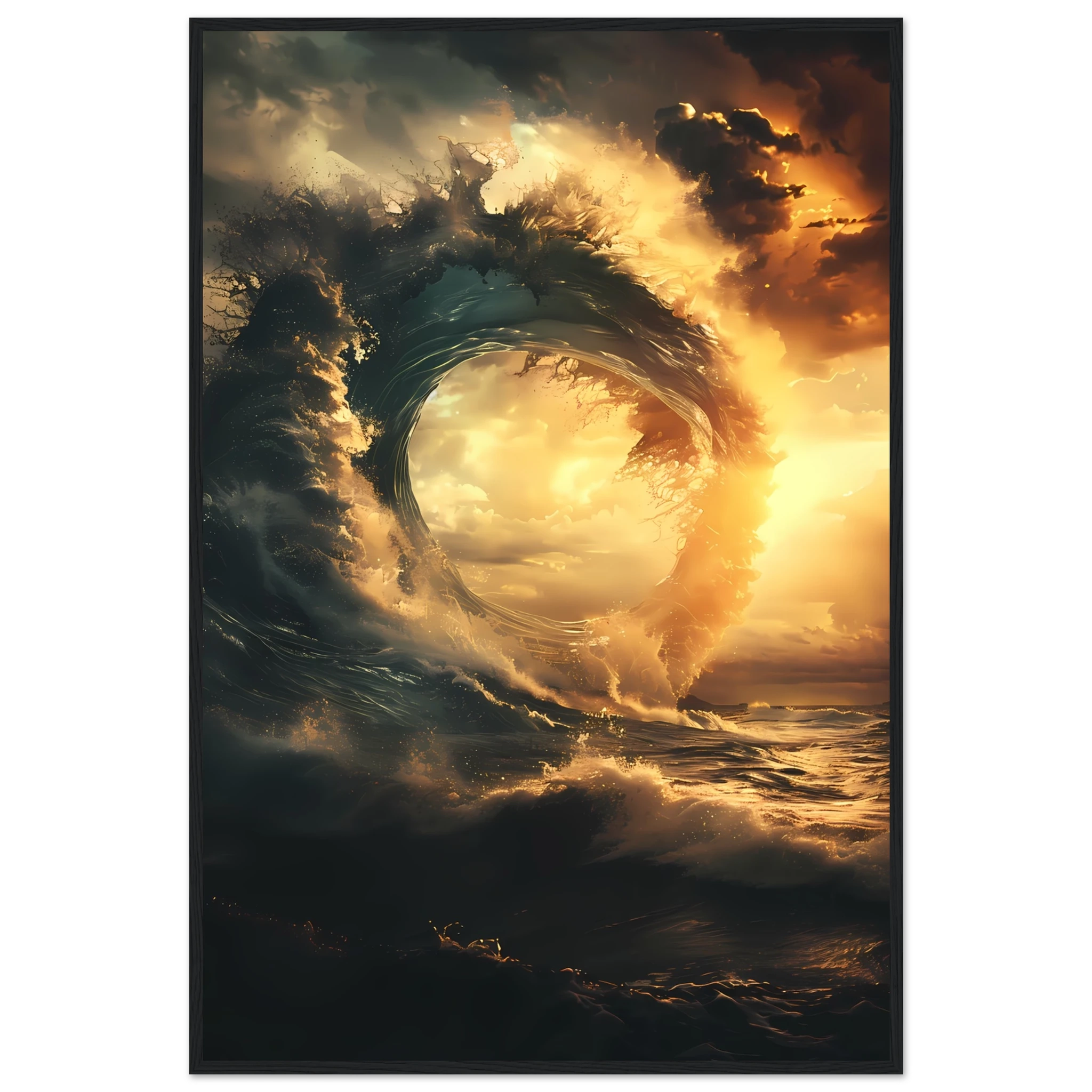 Abstract geometric shapes with wave-inspired texture — modern marine wall art.