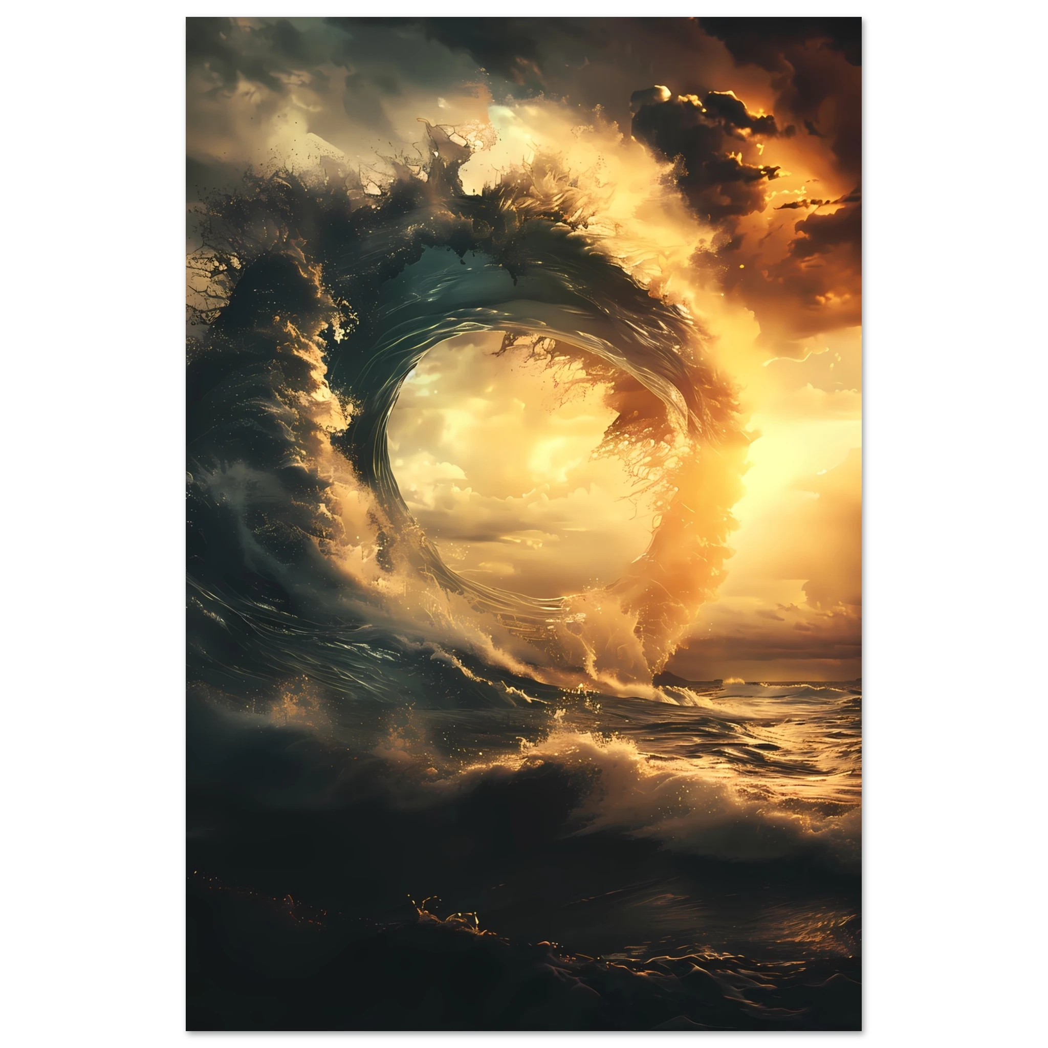 Abstract geometric shapes with wave-inspired texture — modern marine wall art.