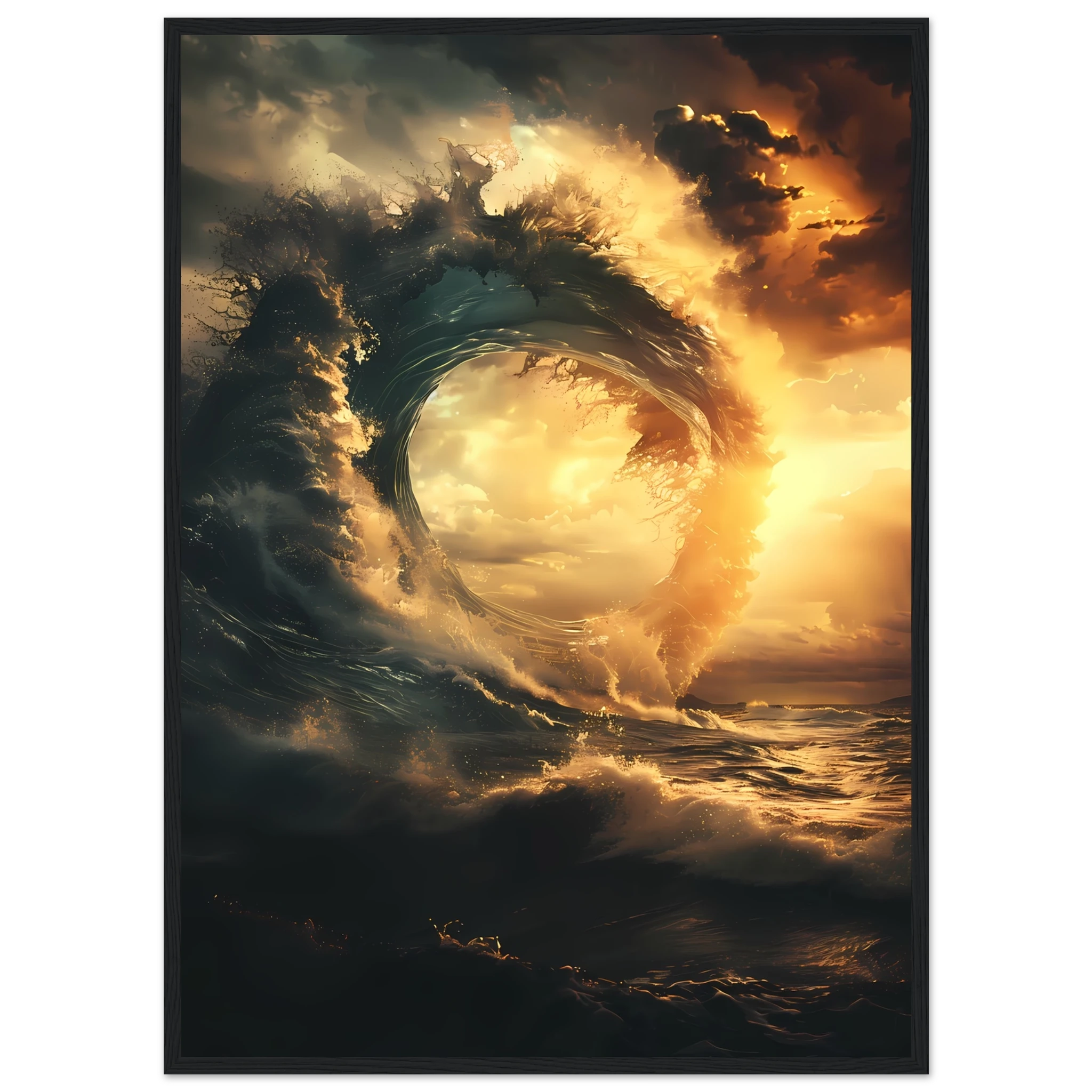 Abstract geometric shapes with wave-inspired texture — modern marine wall art.