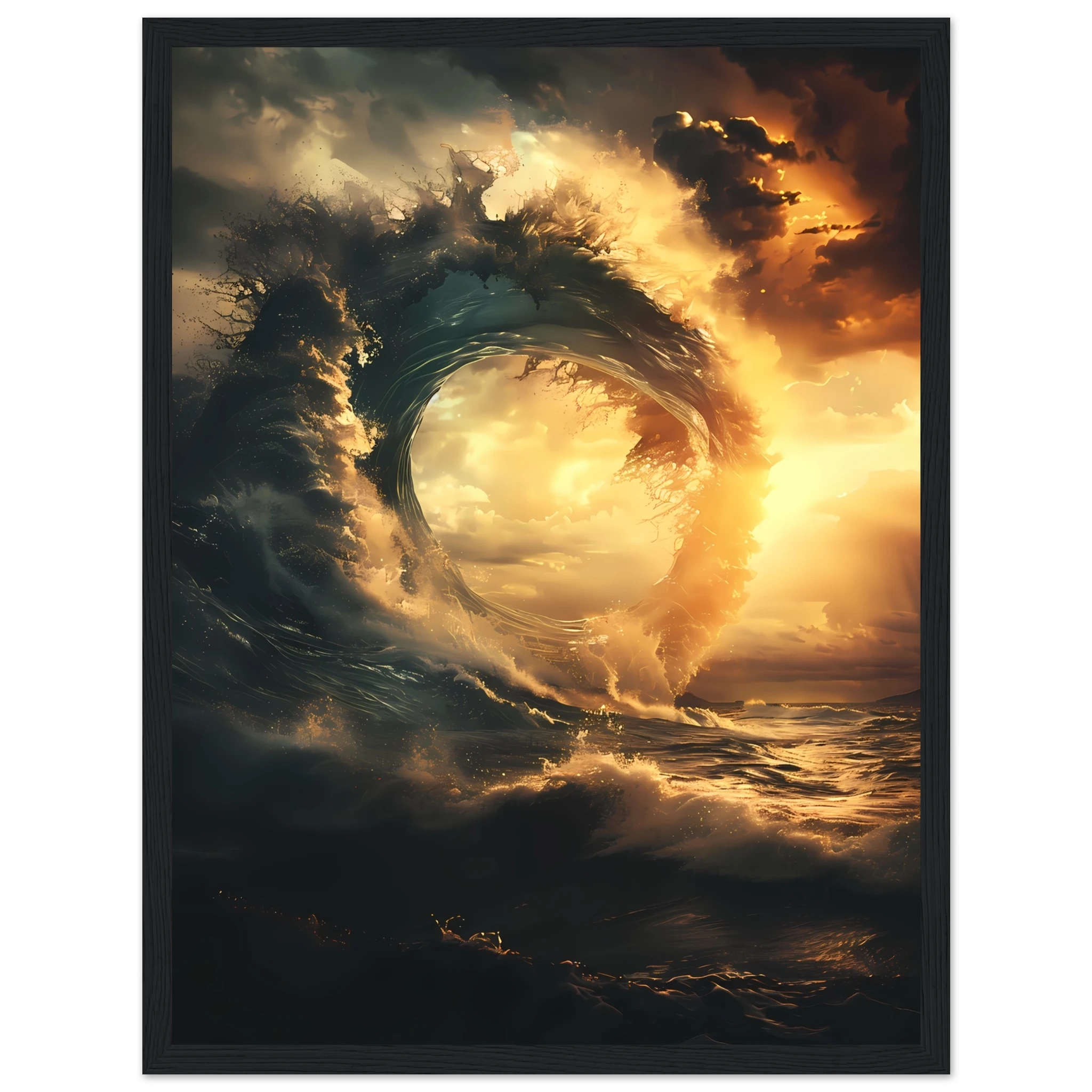 Abstract geometric shapes with wave-inspired texture — modern marine wall art.