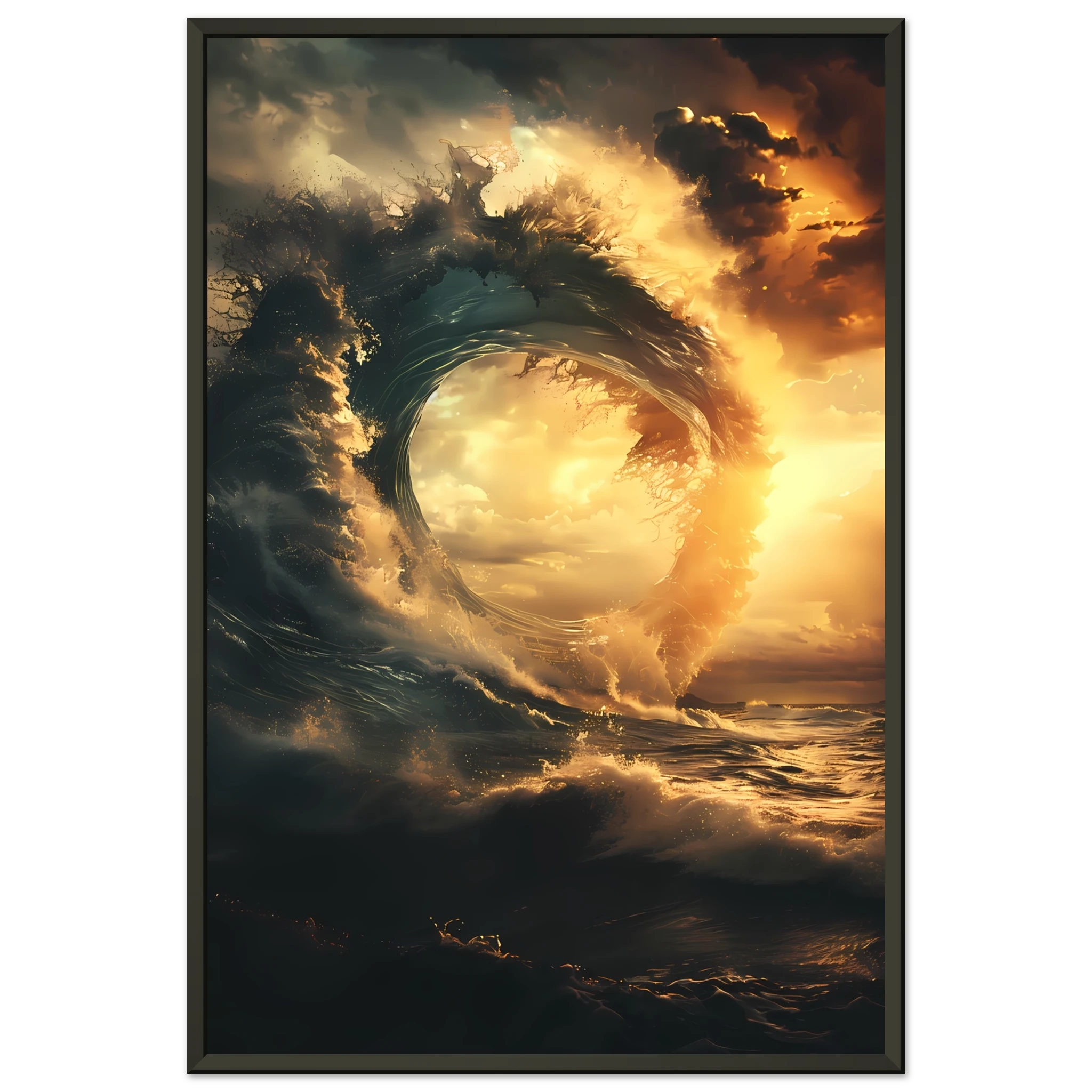 Abstract geometric shapes with wave-inspired texture — modern marine wall art.