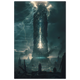 AI Core Tower – Futuristic Energy City Wall Art UK print shows a glowing megastructure with lightning in a cyberpunk cityscape. Ideal for modern decor.