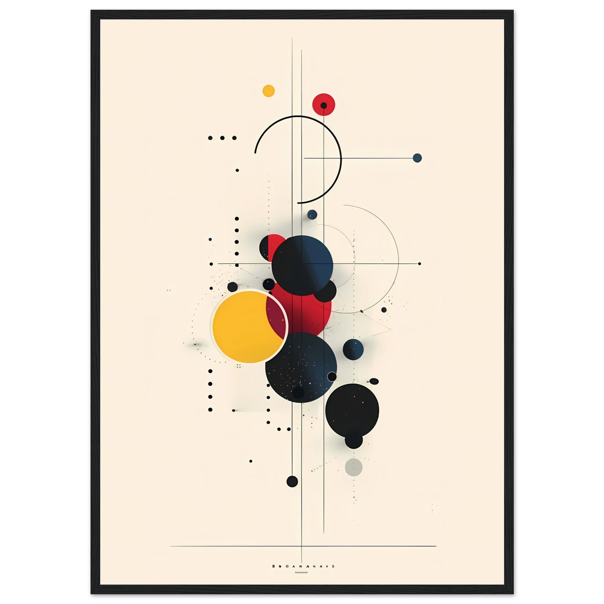 Minimalist red, yellow and blue geometric blocks in a clean modernist layout — Bauhaus wall art.