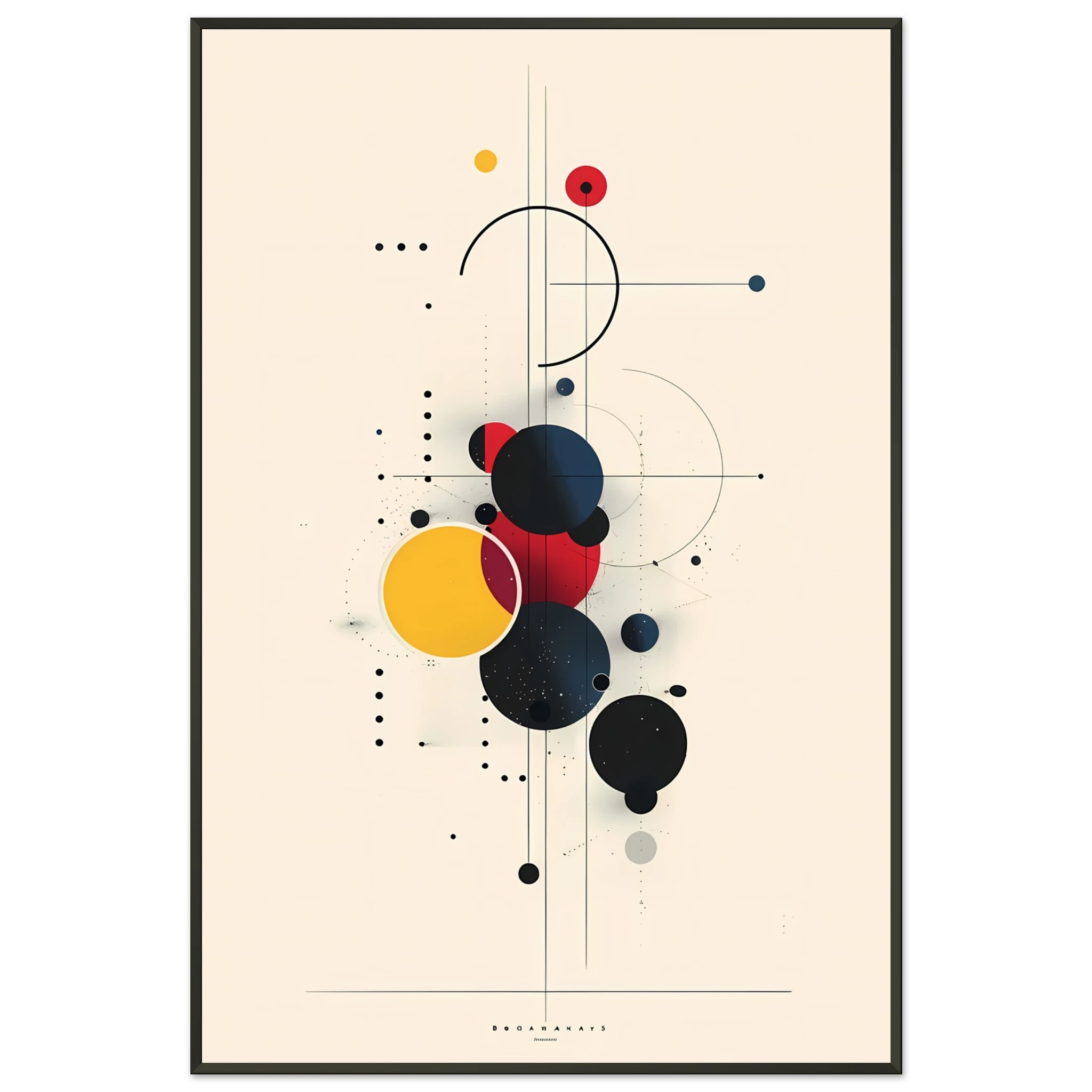 Minimalist red, yellow and blue geometric blocks in a clean modernist layout — Bauhaus wall art.