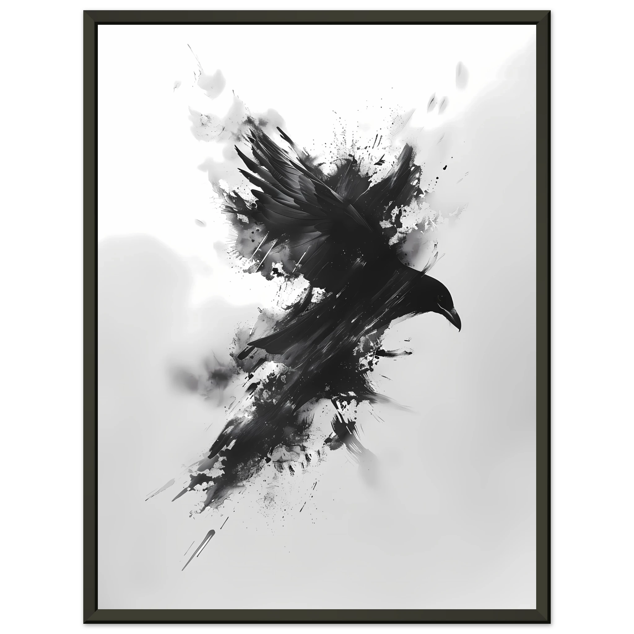 Single bold black brush stroke on textured white ground — striking minimalist wall art.