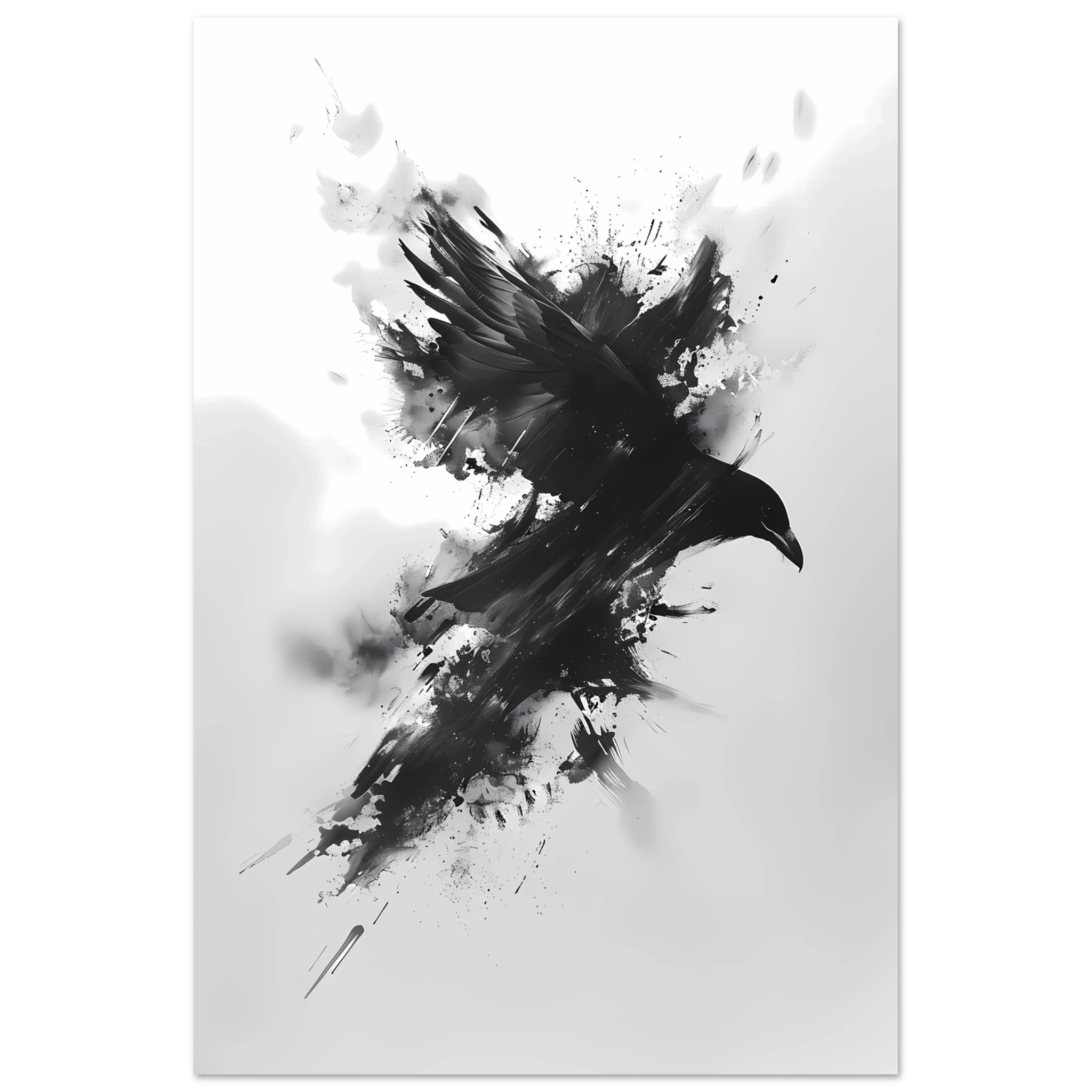 Single bold black brush stroke on textured white ground — striking minimalist wall art.