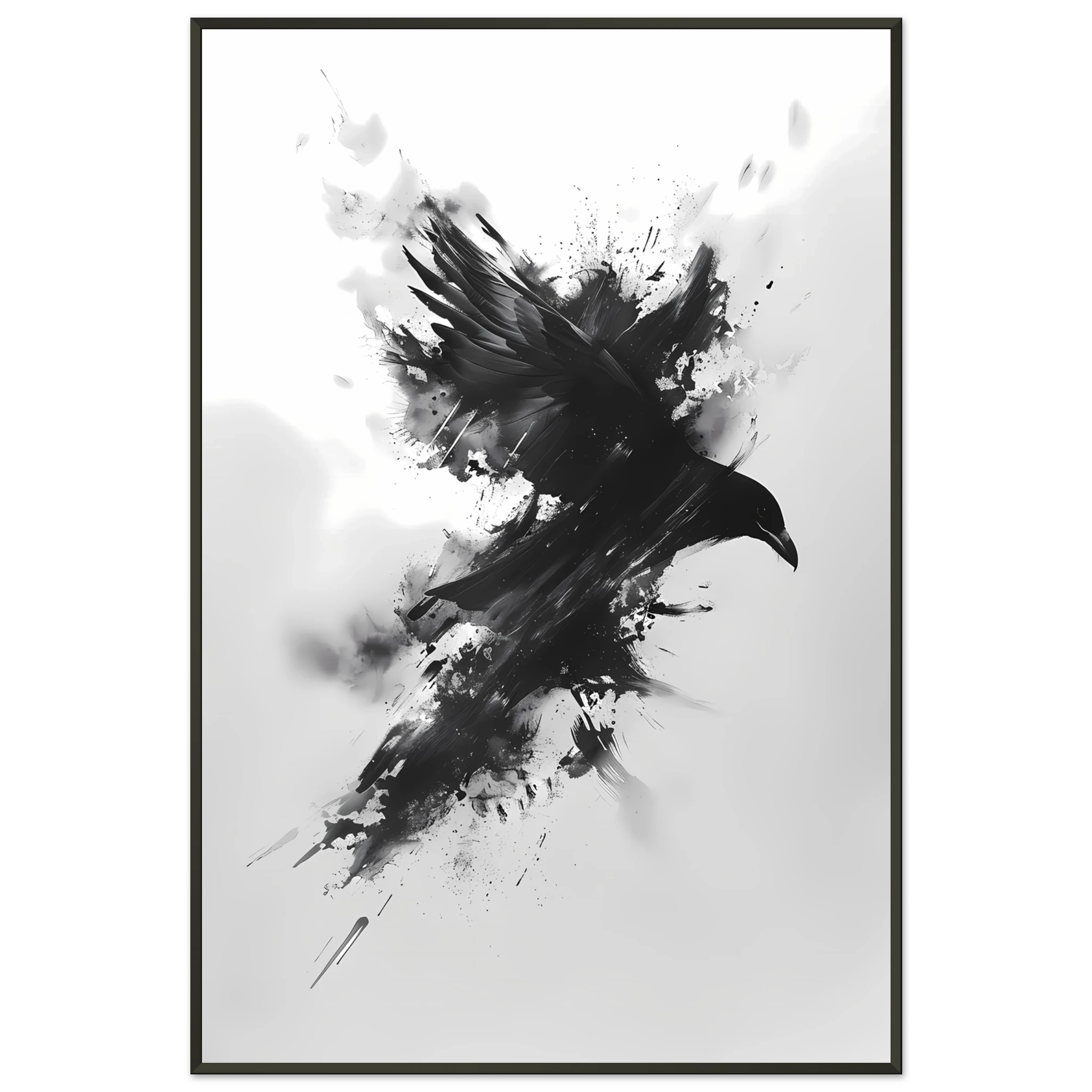 Single bold black brush stroke on textured white ground — striking minimalist wall art.