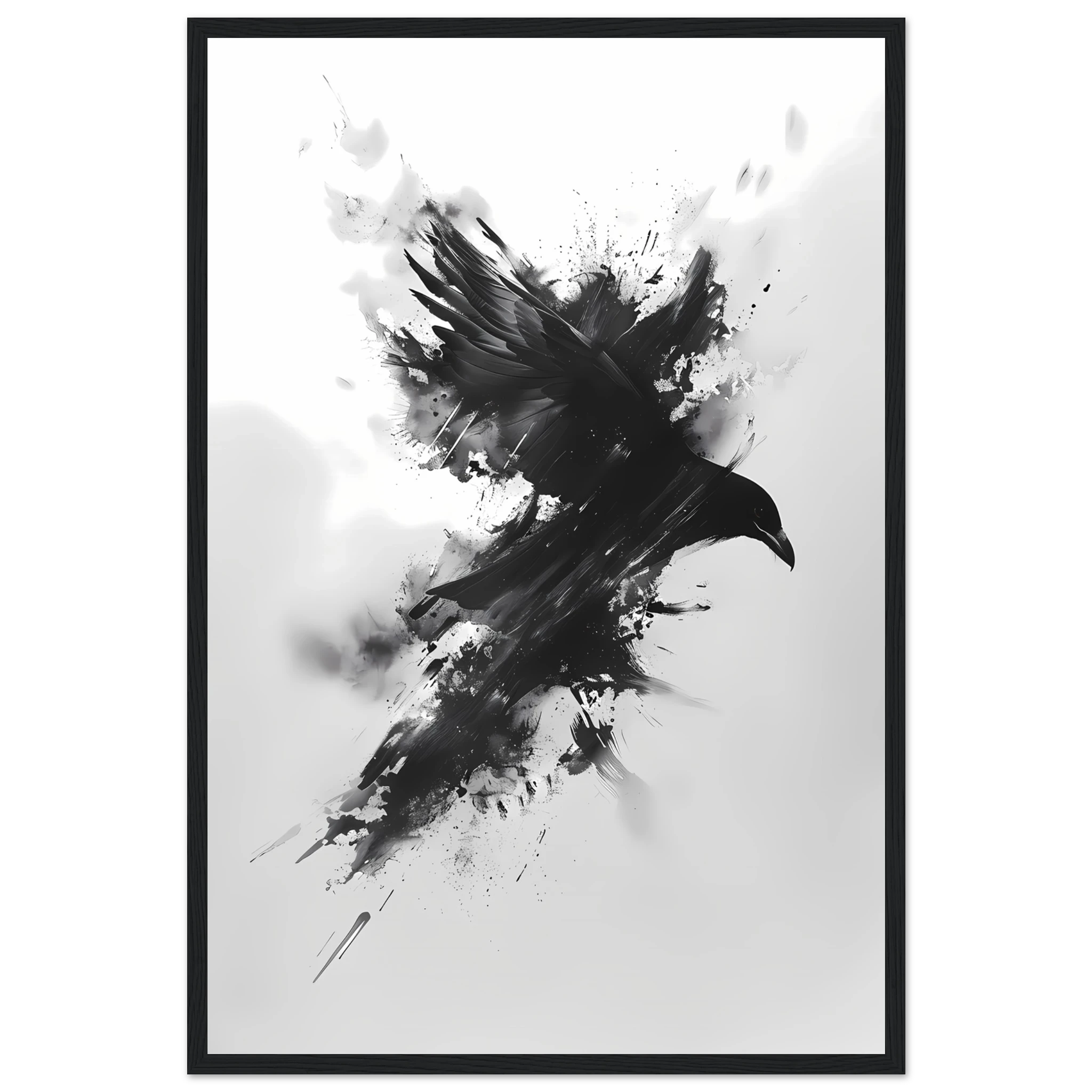 Single bold black brush stroke on textured white ground — striking minimalist wall art.