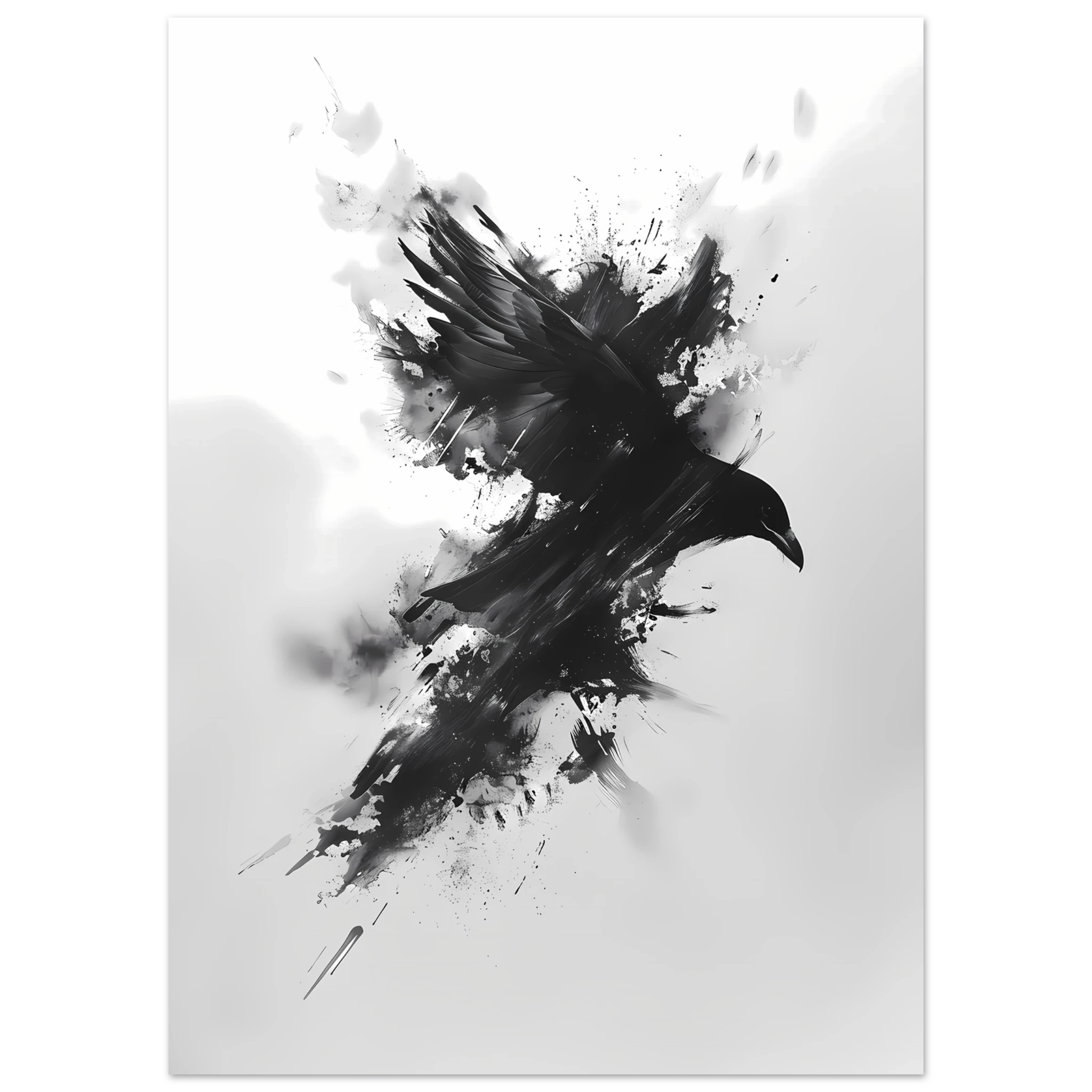 Single bold black brush stroke on textured white ground — striking minimalist wall art.