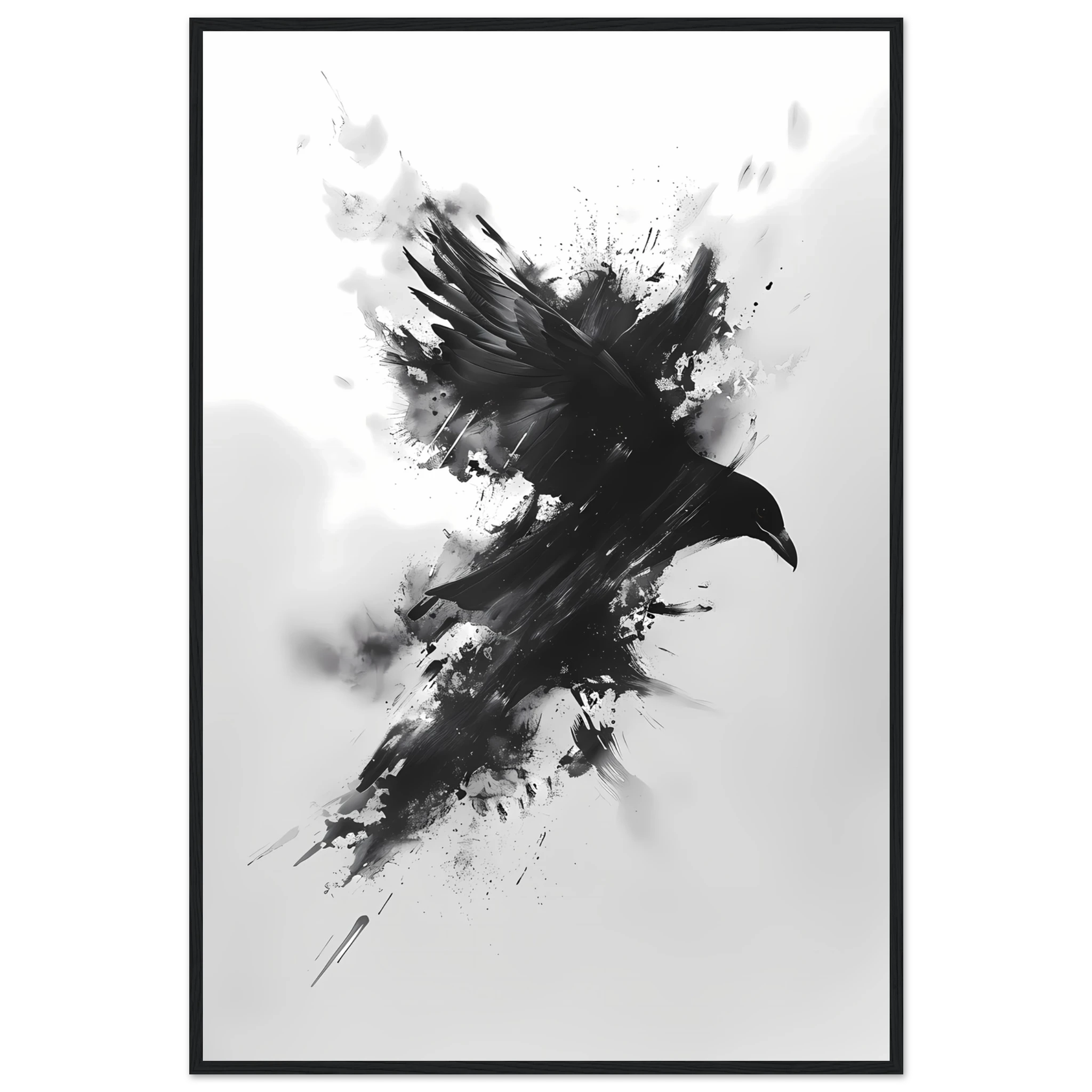 Single bold black brush stroke on textured white ground — striking minimalist wall art.