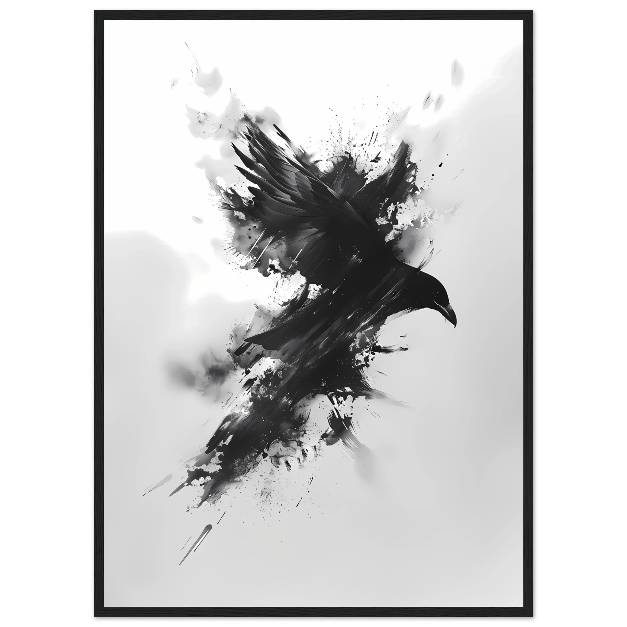 Single bold black brush stroke on textured white ground — striking minimalist wall art.