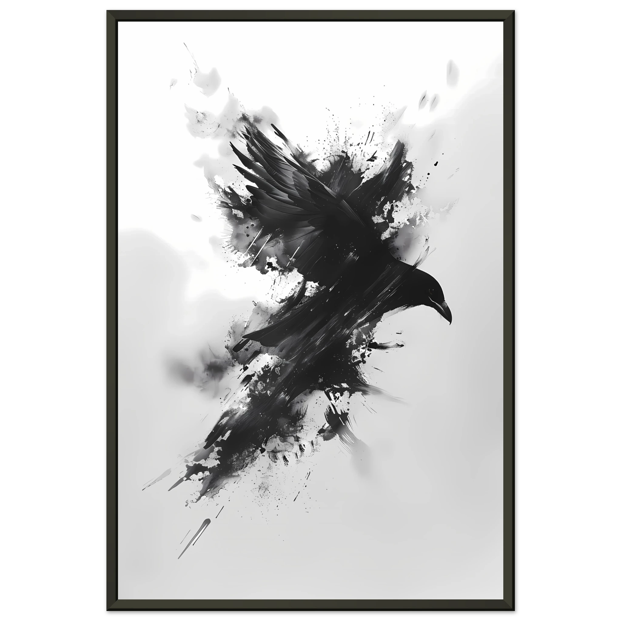 Single bold black brush stroke on textured white ground — striking minimalist wall art.