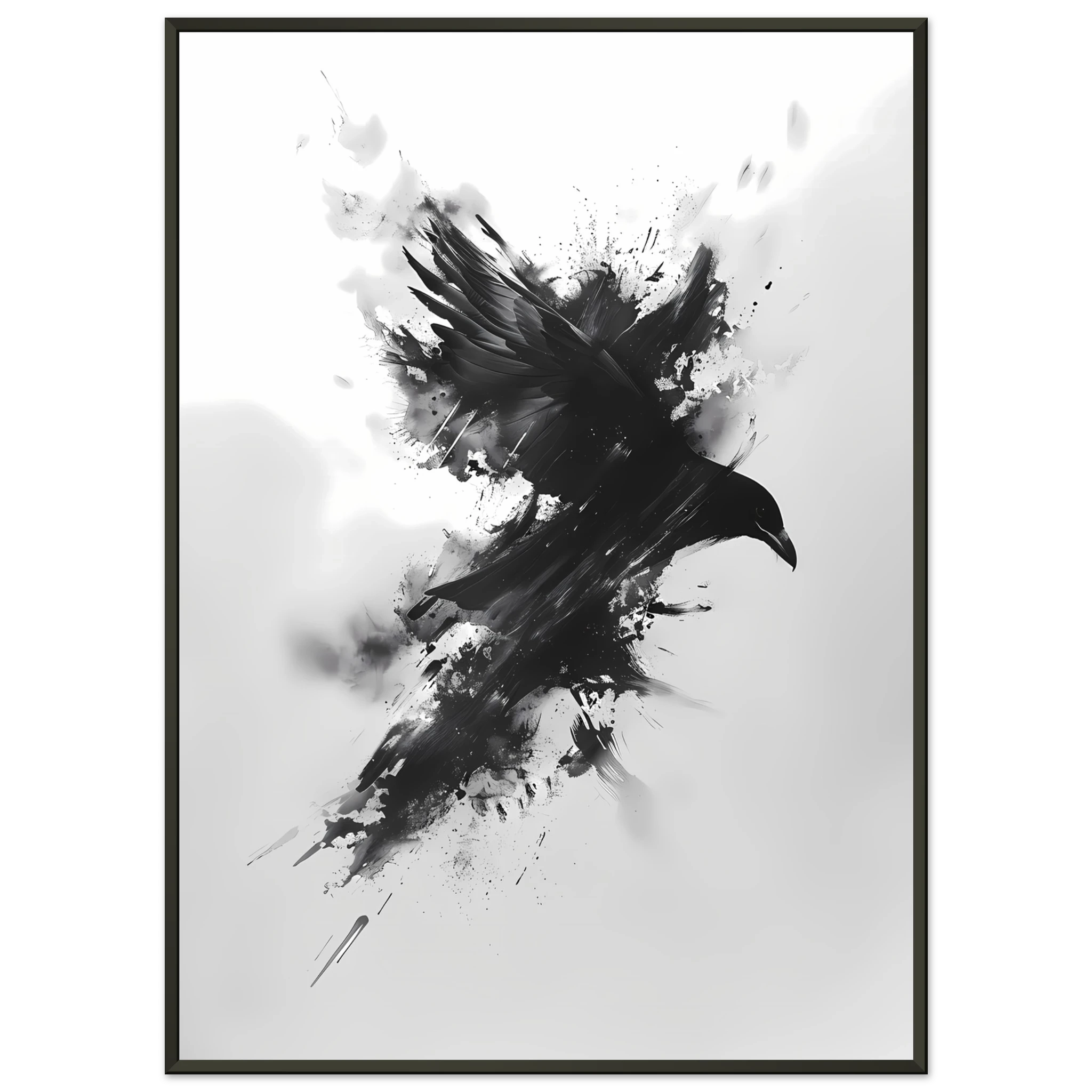 Single bold black brush stroke on textured white ground — striking minimalist wall art.