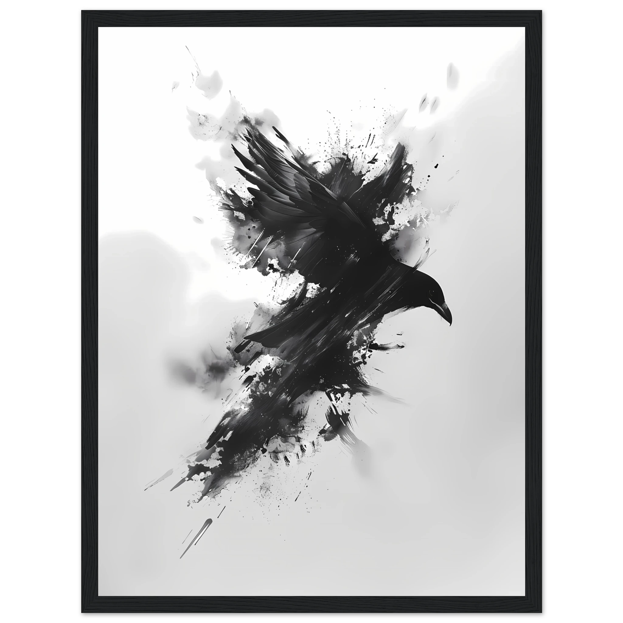 Single bold black brush stroke on textured white ground — striking minimalist wall art.