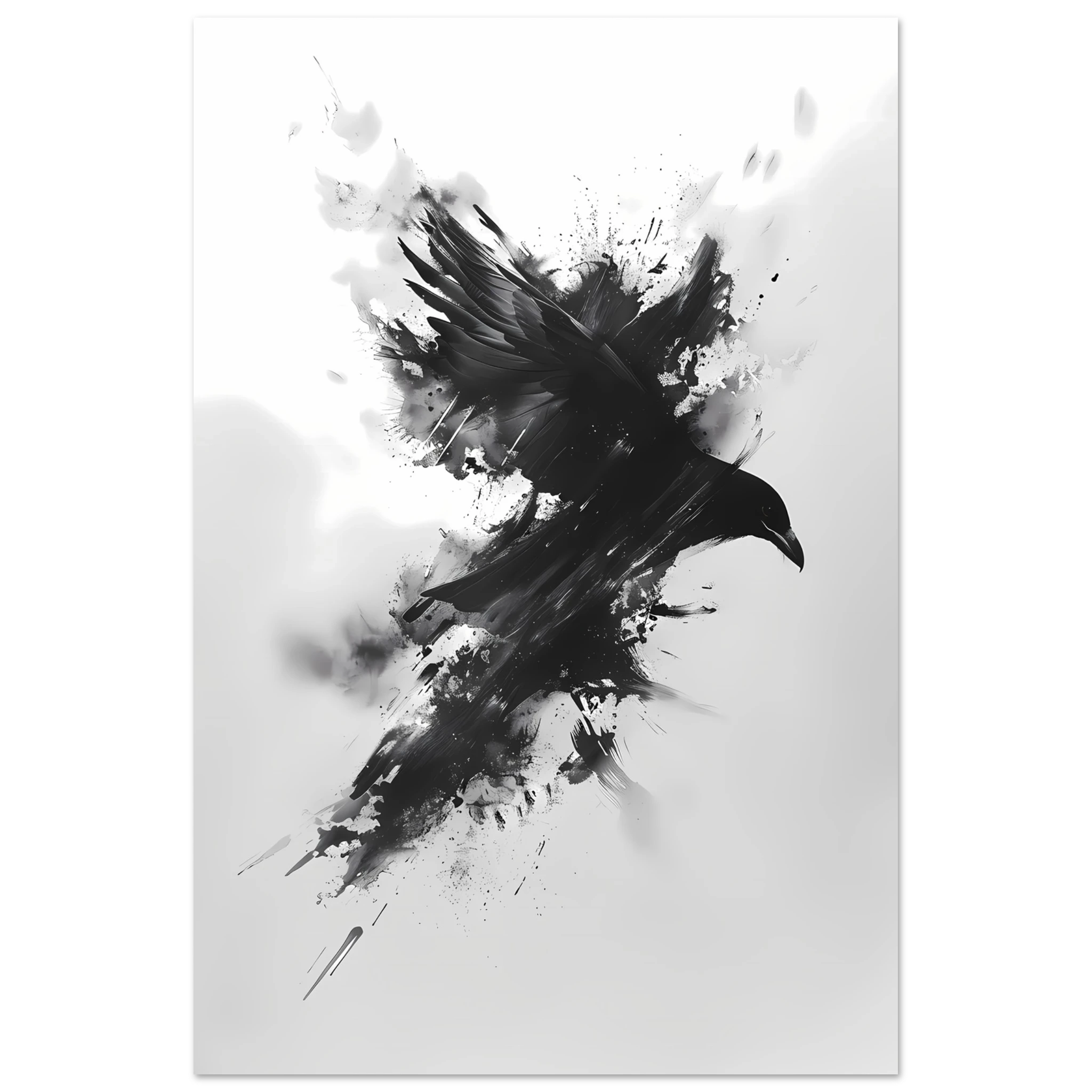 Single bold black brush stroke on textured white ground — striking minimalist wall art.