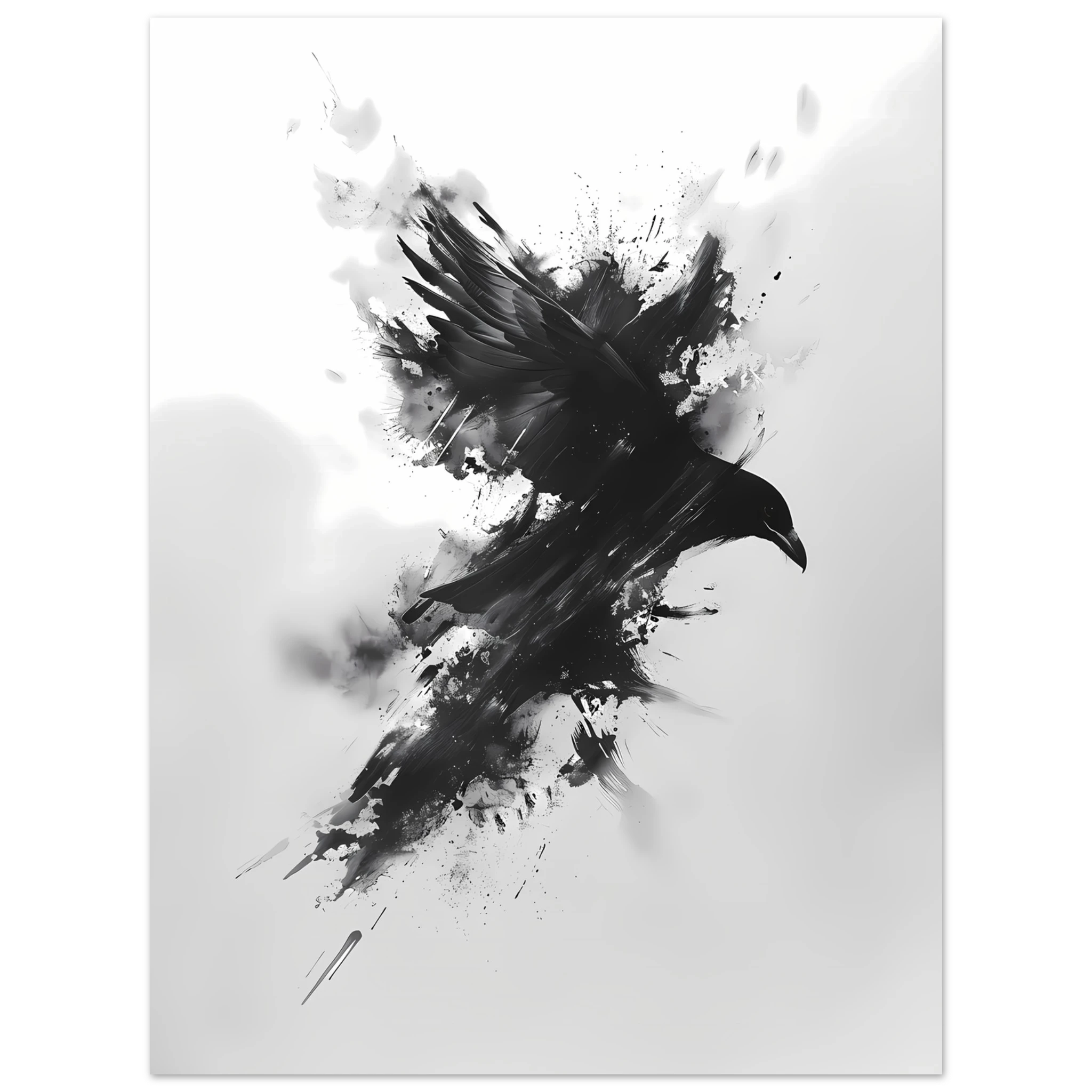 Single bold black brush stroke on textured white ground — striking minimalist wall art.