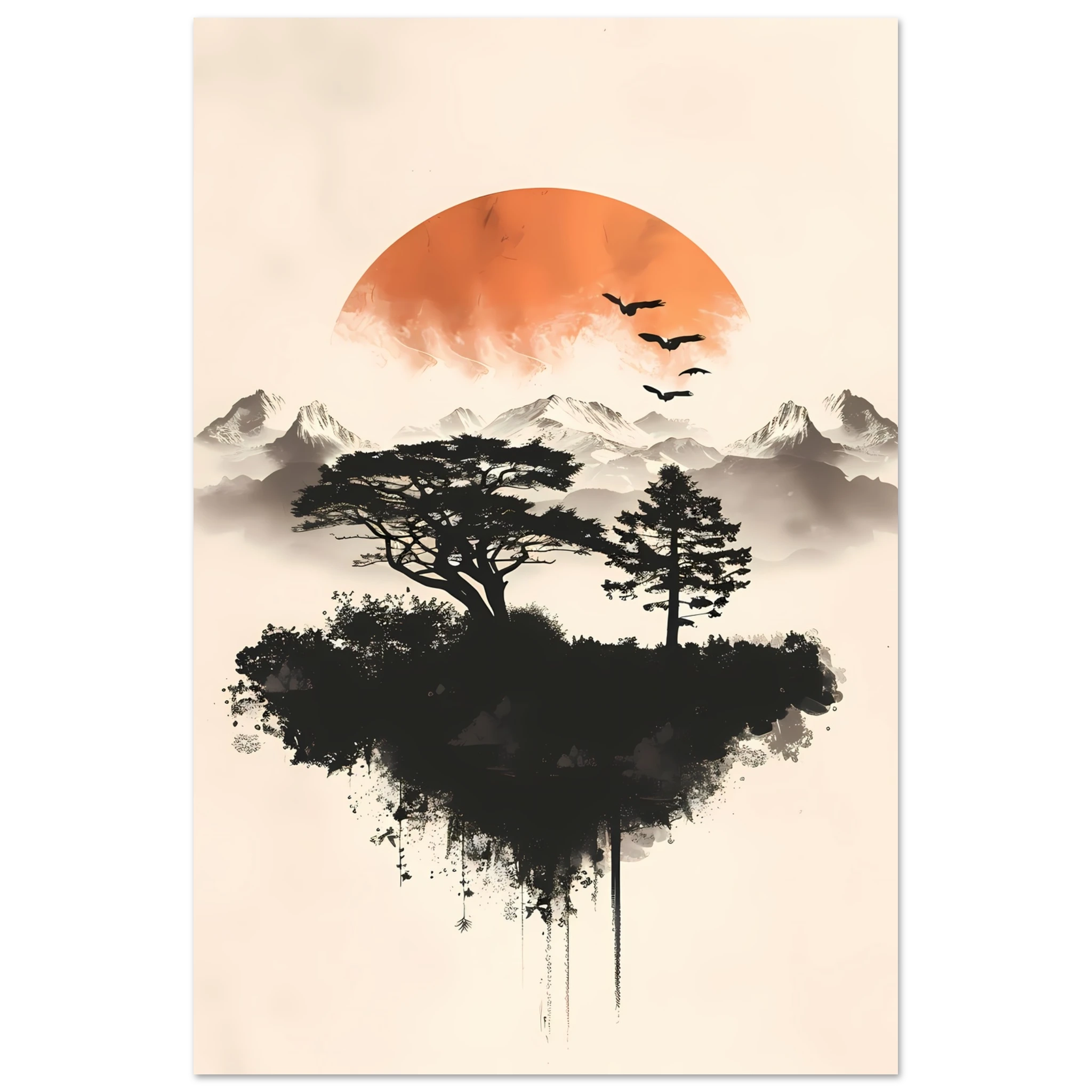 Abstract desert-inspired geometric planes in ochre and sand with a soft layered horizon.