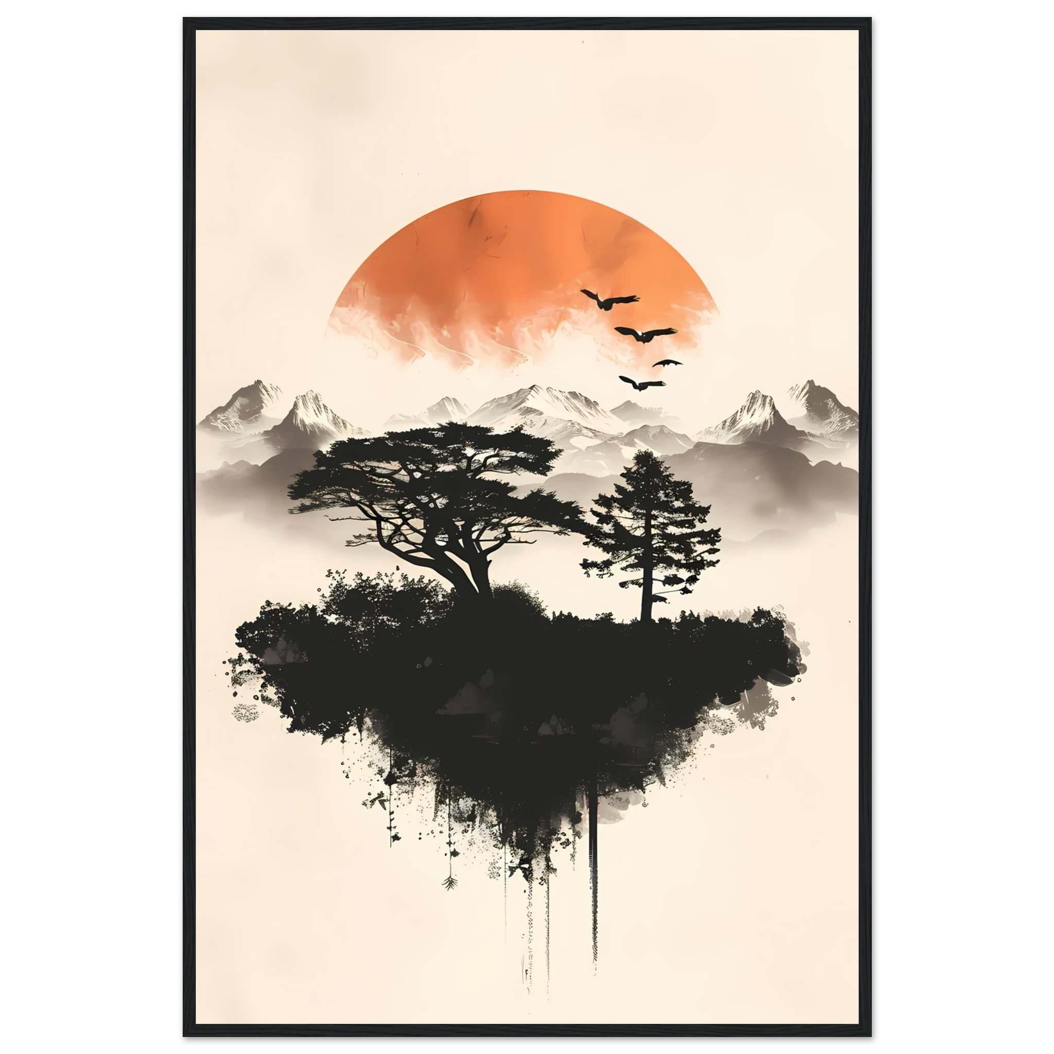 Abstract desert-inspired geometric planes in ochre and sand with a soft layered horizon.