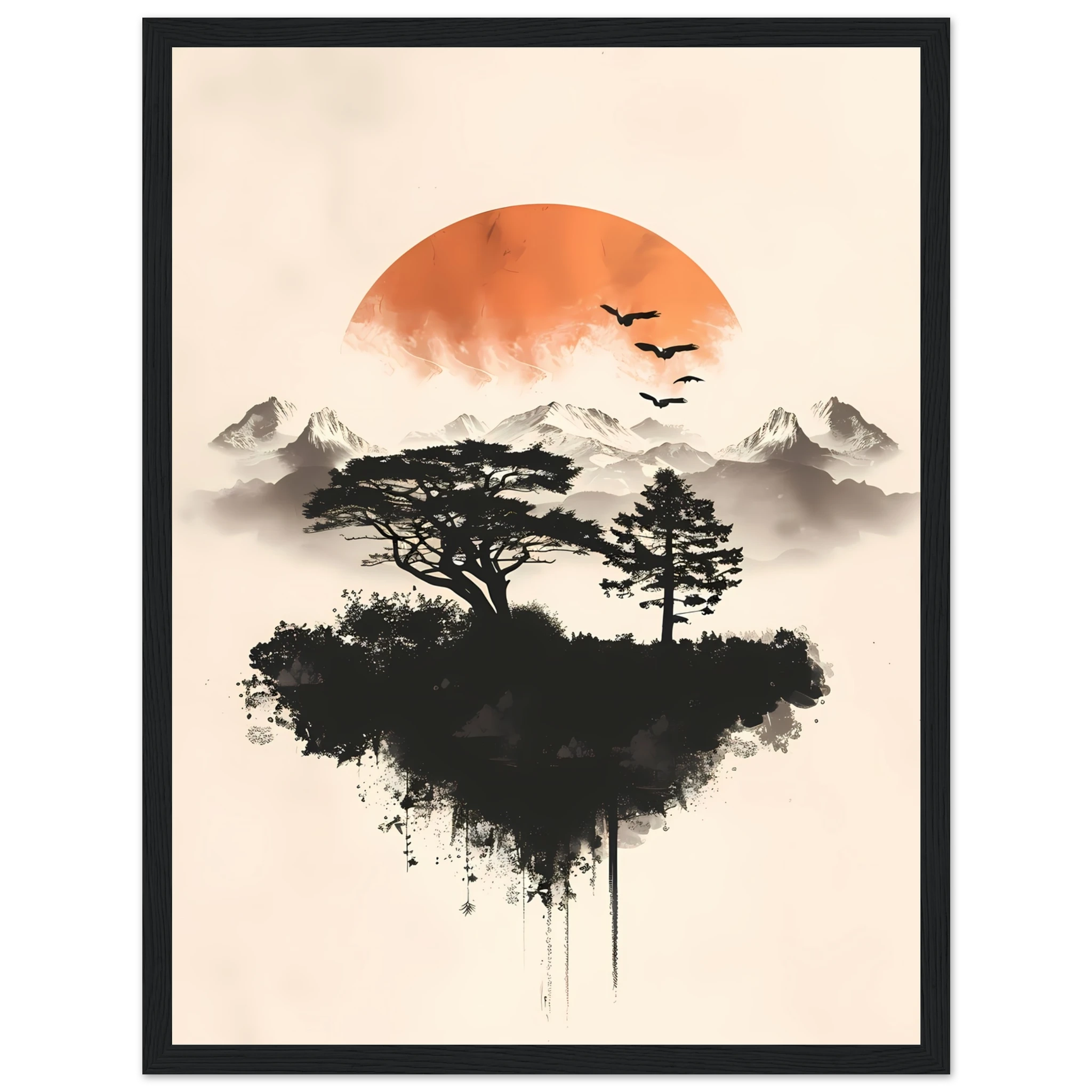 Abstract desert-inspired geometric planes in ochre and sand with a soft layered horizon.