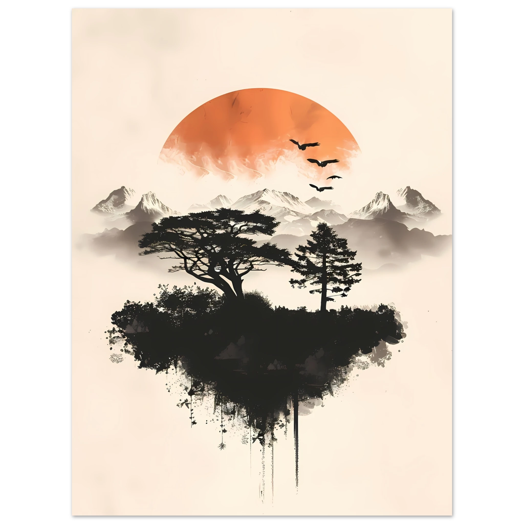 Abstract desert-inspired geometric planes in ochre and sand with a soft layered horizon.