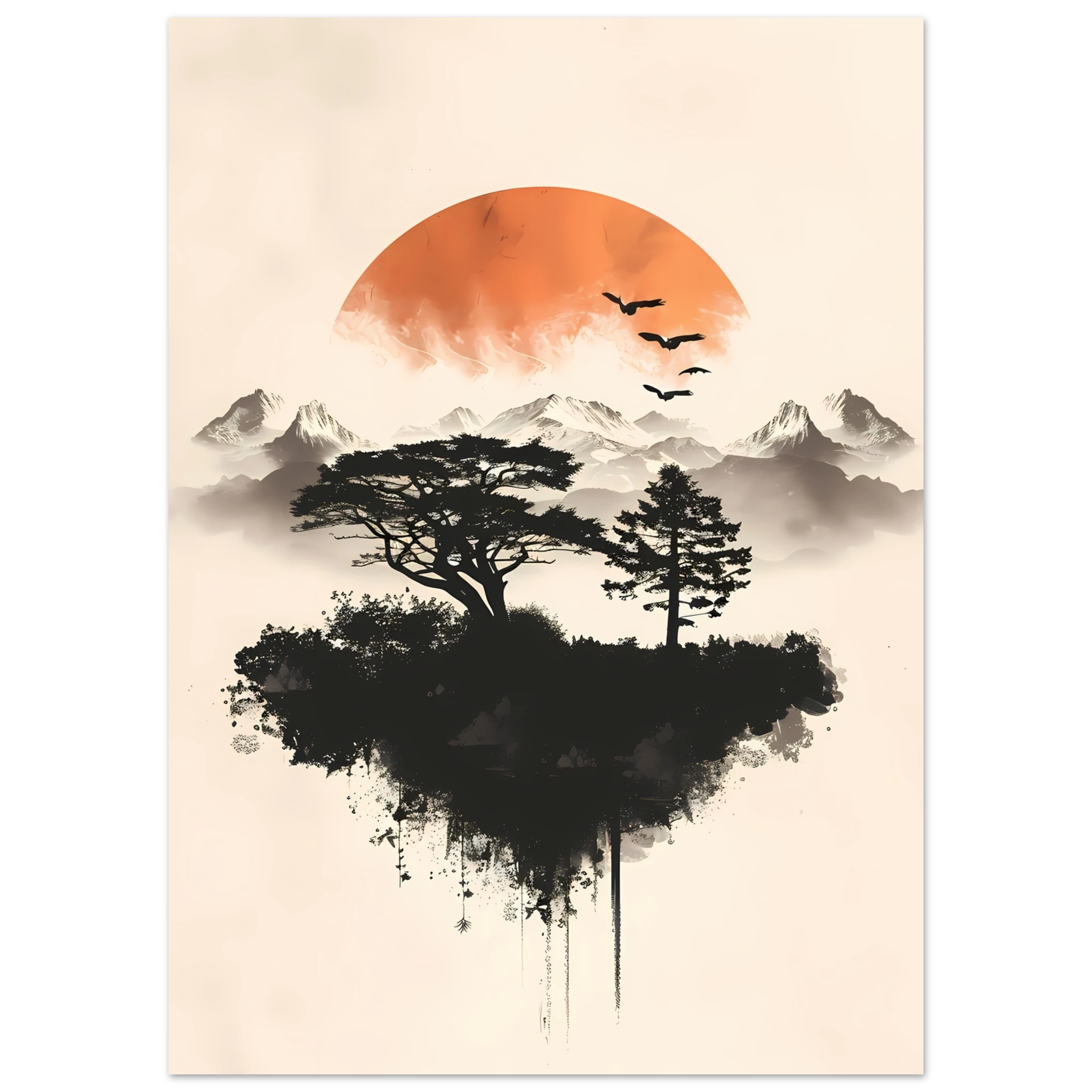 Abstract desert-inspired geometric planes in ochre and sand with a soft layered horizon.