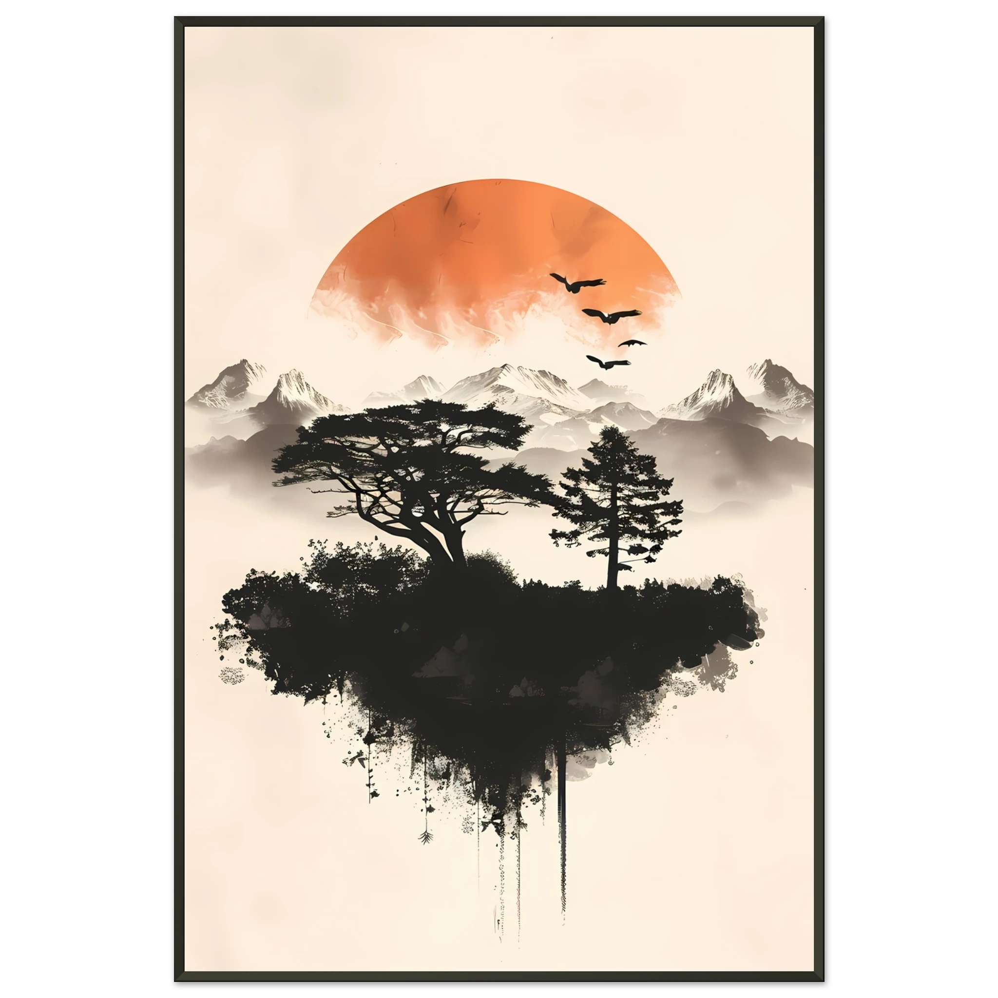 Abstract desert-inspired geometric planes in ochre and sand with a soft layered horizon.