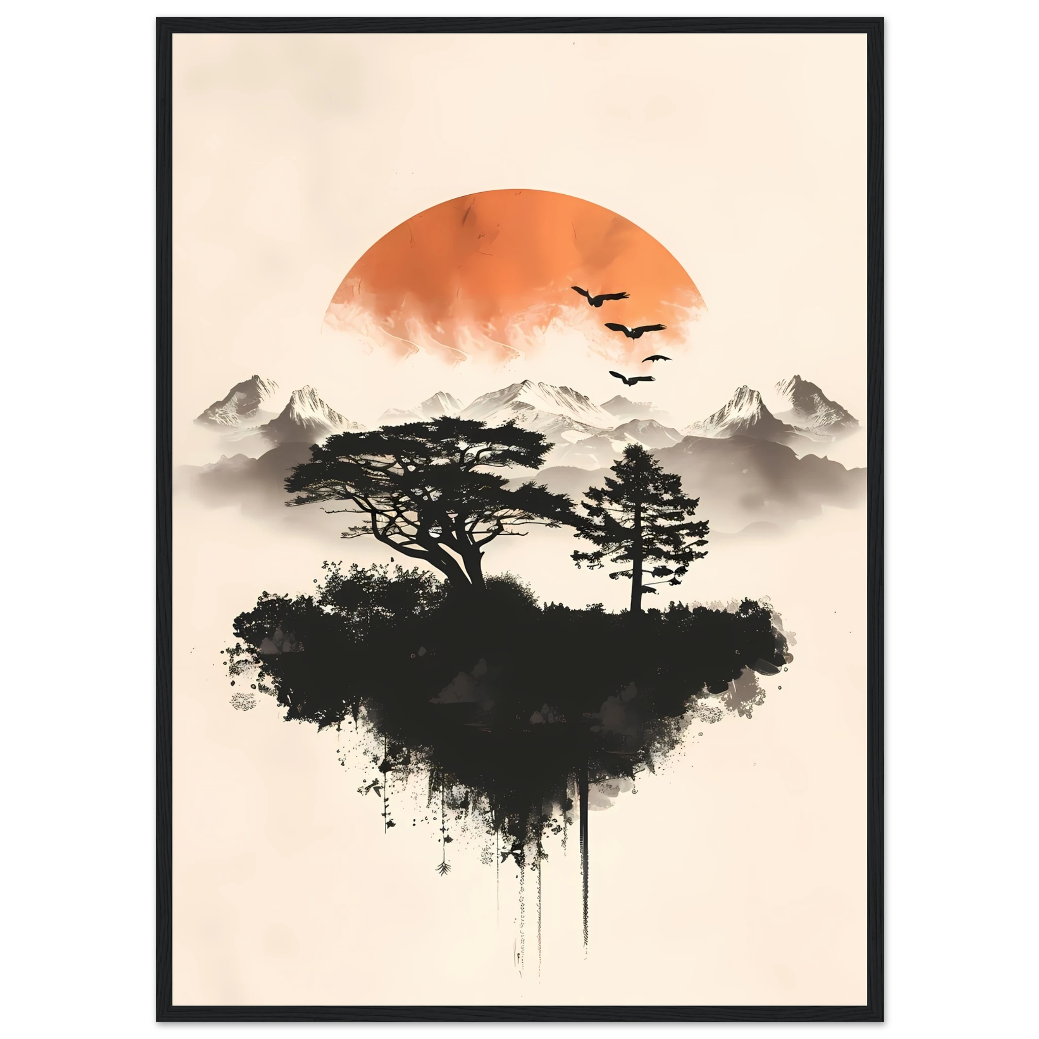 Abstract desert-inspired geometric planes in ochre and sand with a soft layered horizon.