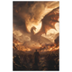 Massive fantasy battle scene with dragons, warriors, and glowing magic — cinematic wall print.