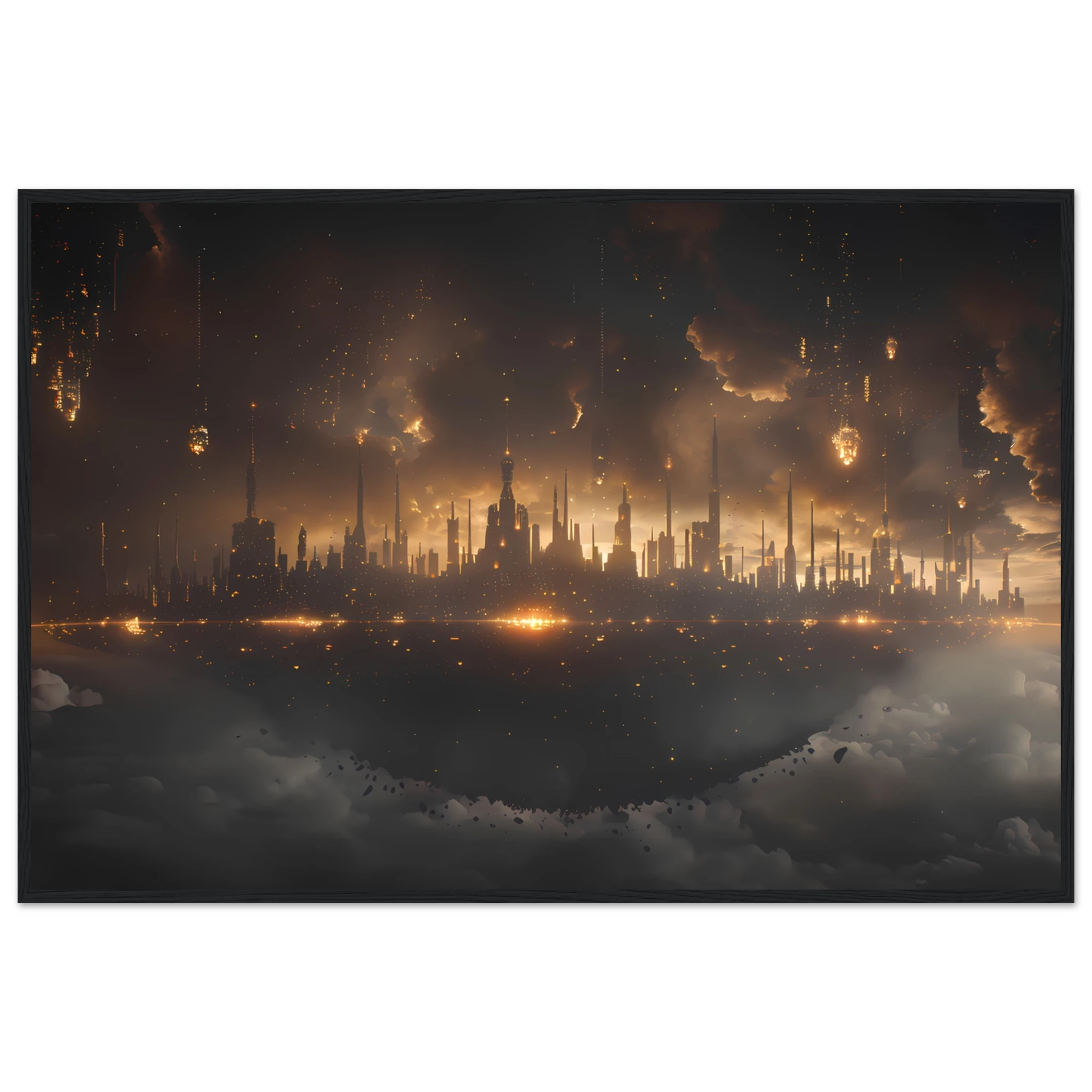 Futuristic neon skyline built on a drifting asteroid with starlit backdrop — cinematic cosmic art.