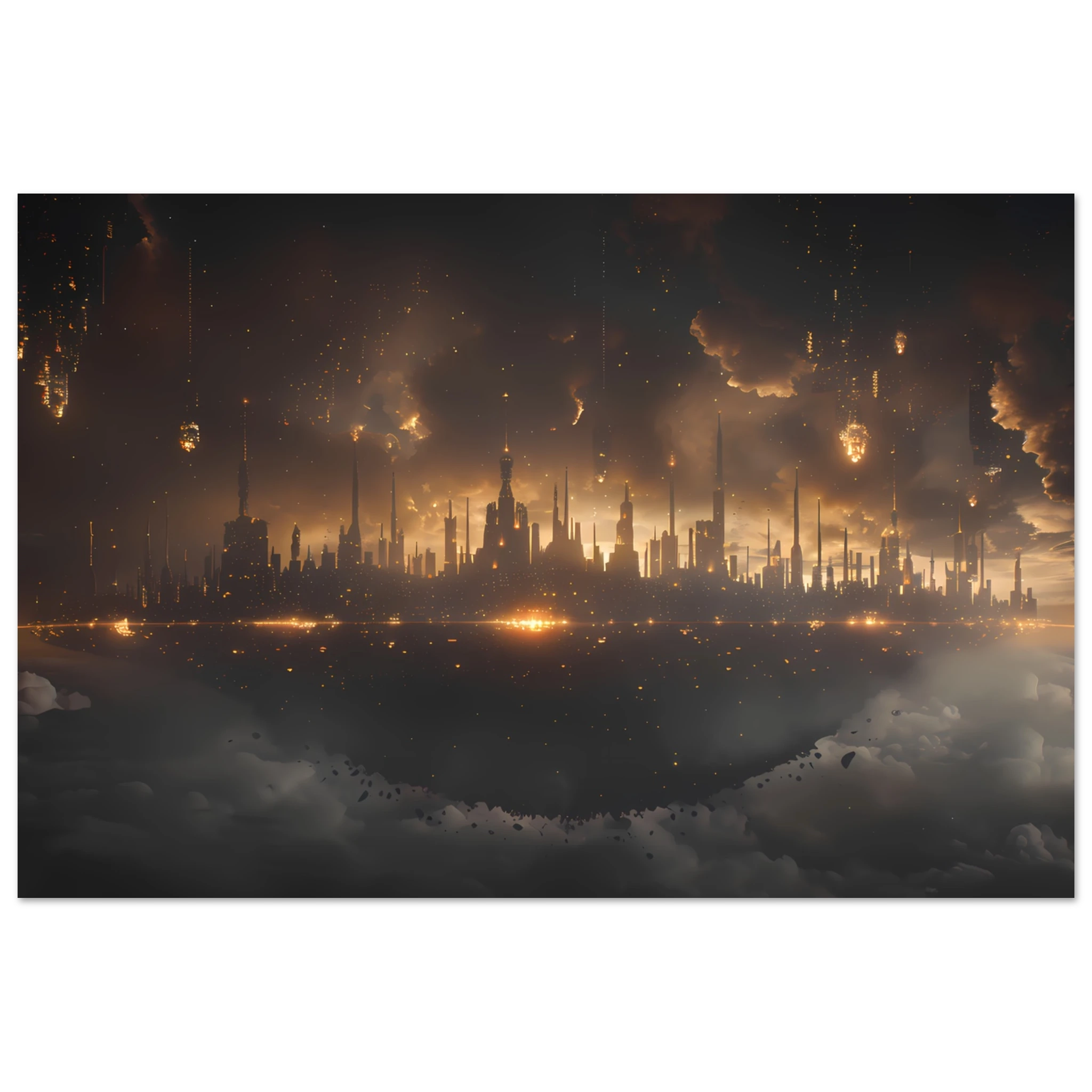 Futuristic neon skyline built on a drifting asteroid with starlit backdrop — cinematic cosmic art.