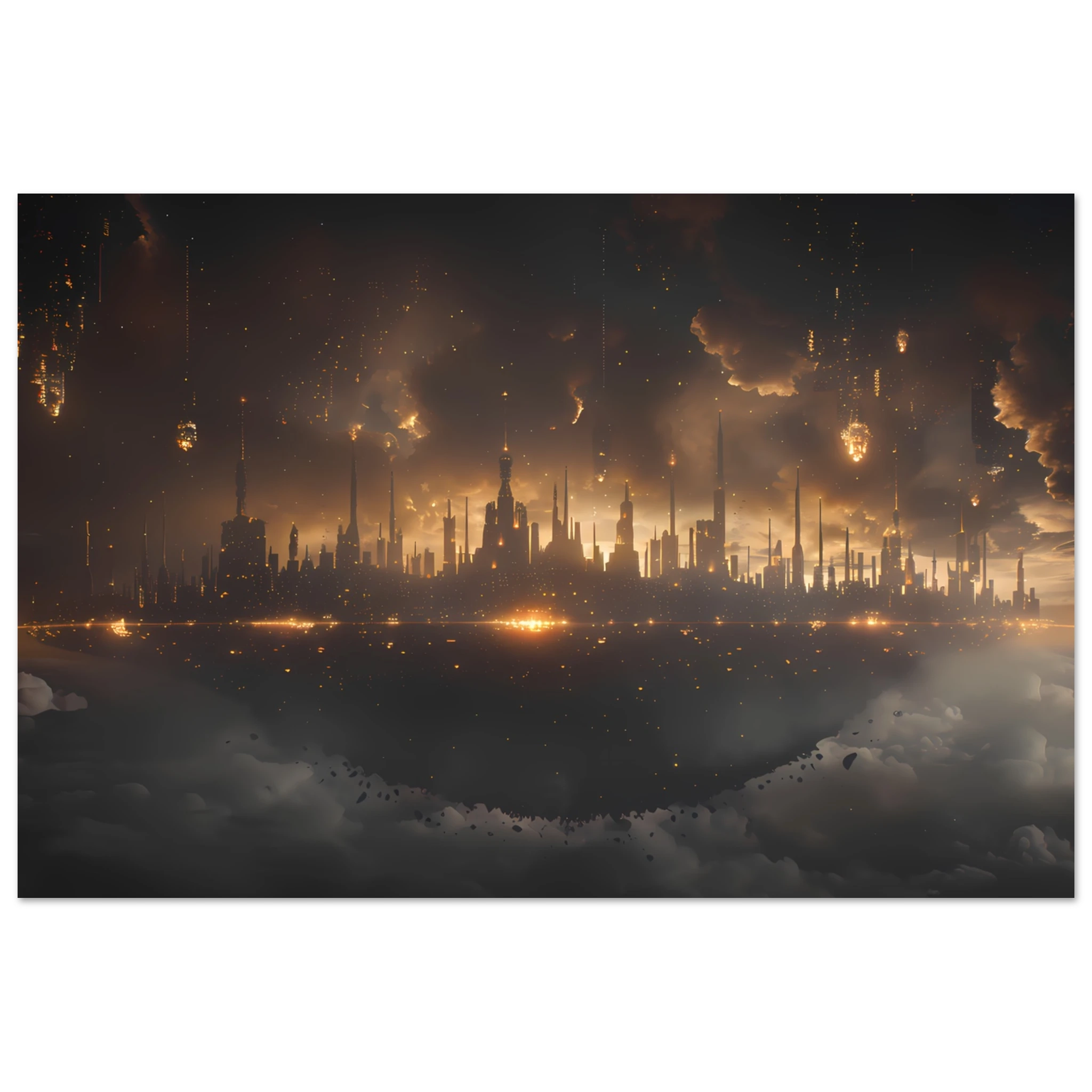 Futuristic neon skyline built on a drifting asteroid with starlit backdrop — cinematic cosmic art.