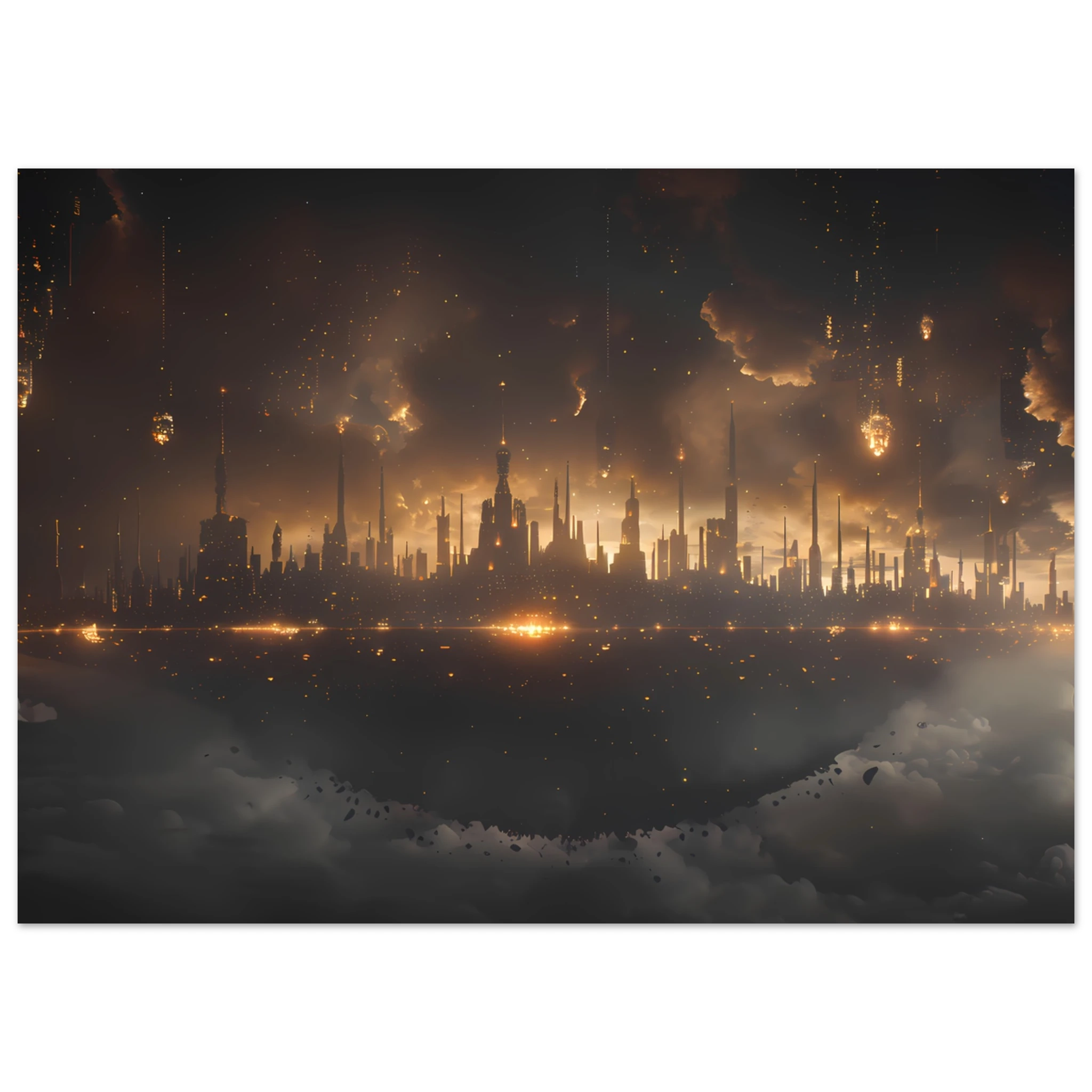 Futuristic neon skyline built on a drifting asteroid with starlit backdrop — cinematic cosmic art.