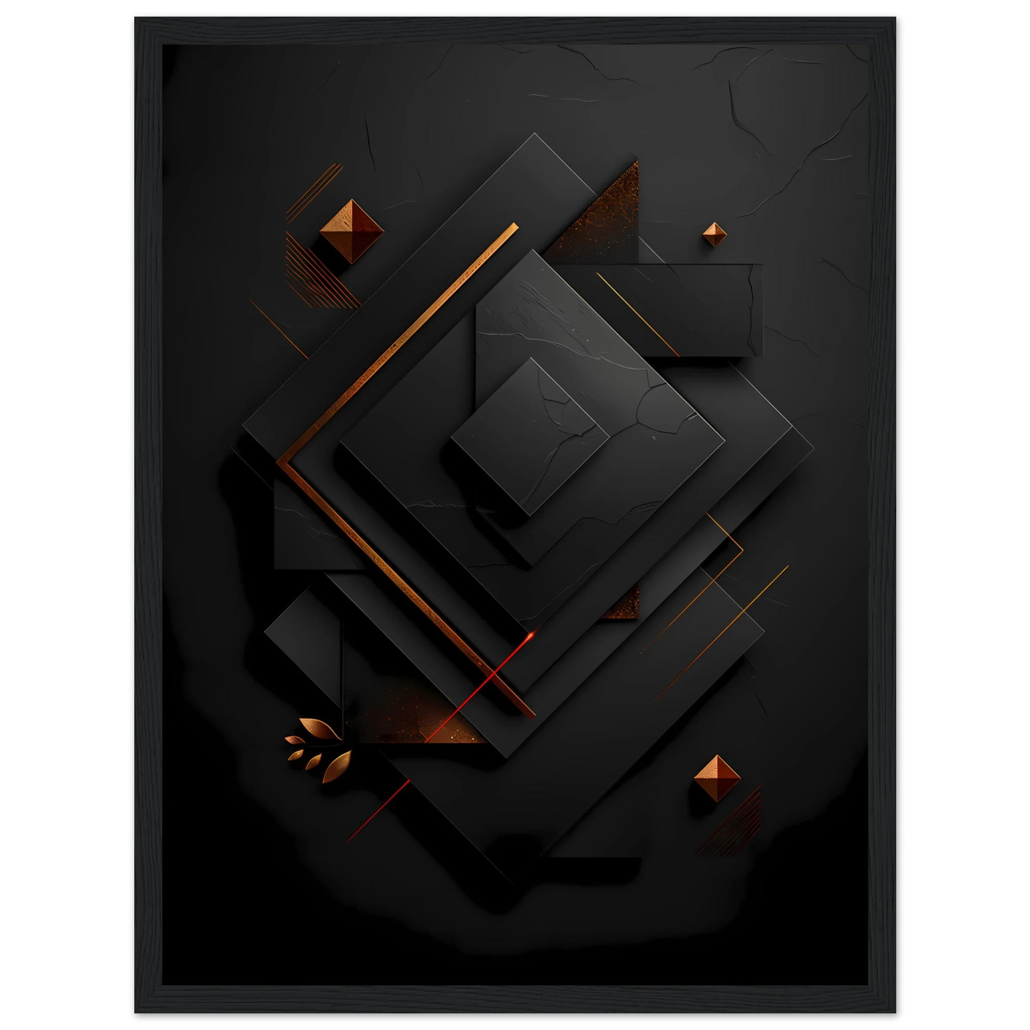 Flowing abstract golden line glowing over matte black textured background — luxury minimalist art.