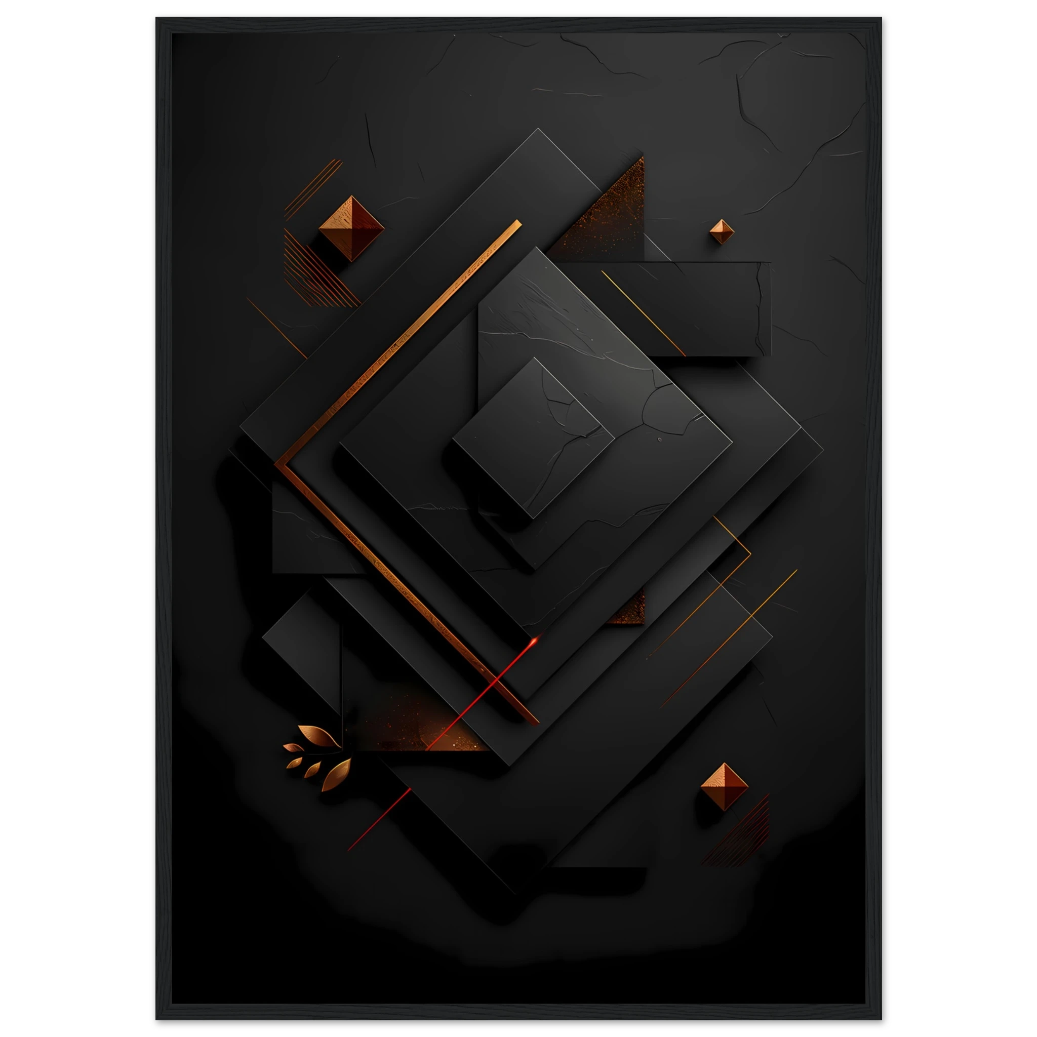 Flowing abstract golden line glowing over matte black textured background — luxury minimalist art.