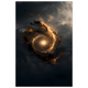 Golden spiral galaxy forming a subtle eye with glowing aura — sacred geometry space wall print, square format.