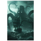 Kraken rising from stormy ocean gripping ship — cinematic mythological wall art print.