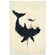 Simple navy whale silhouette on cream background — modern minimalist marine wall print.