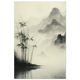 Zen-style sumi-e ink painting of bamboo grove — minimalist wall art print.