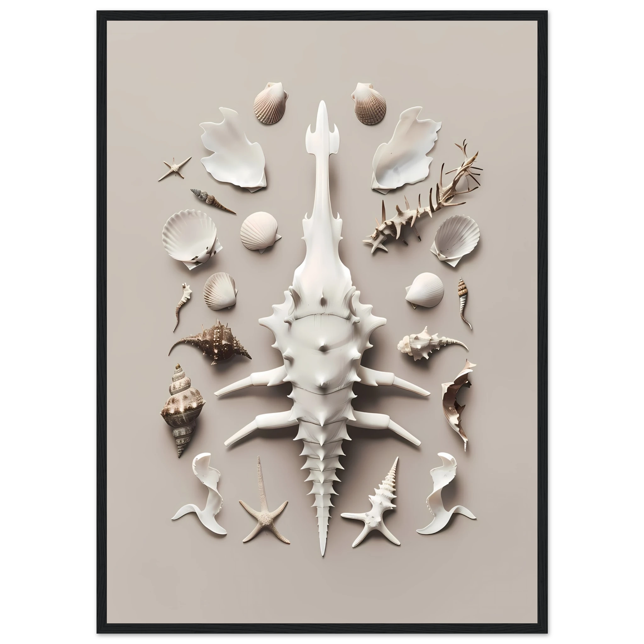 Minimalist seashell on beige background — refined coastal modern wall print.