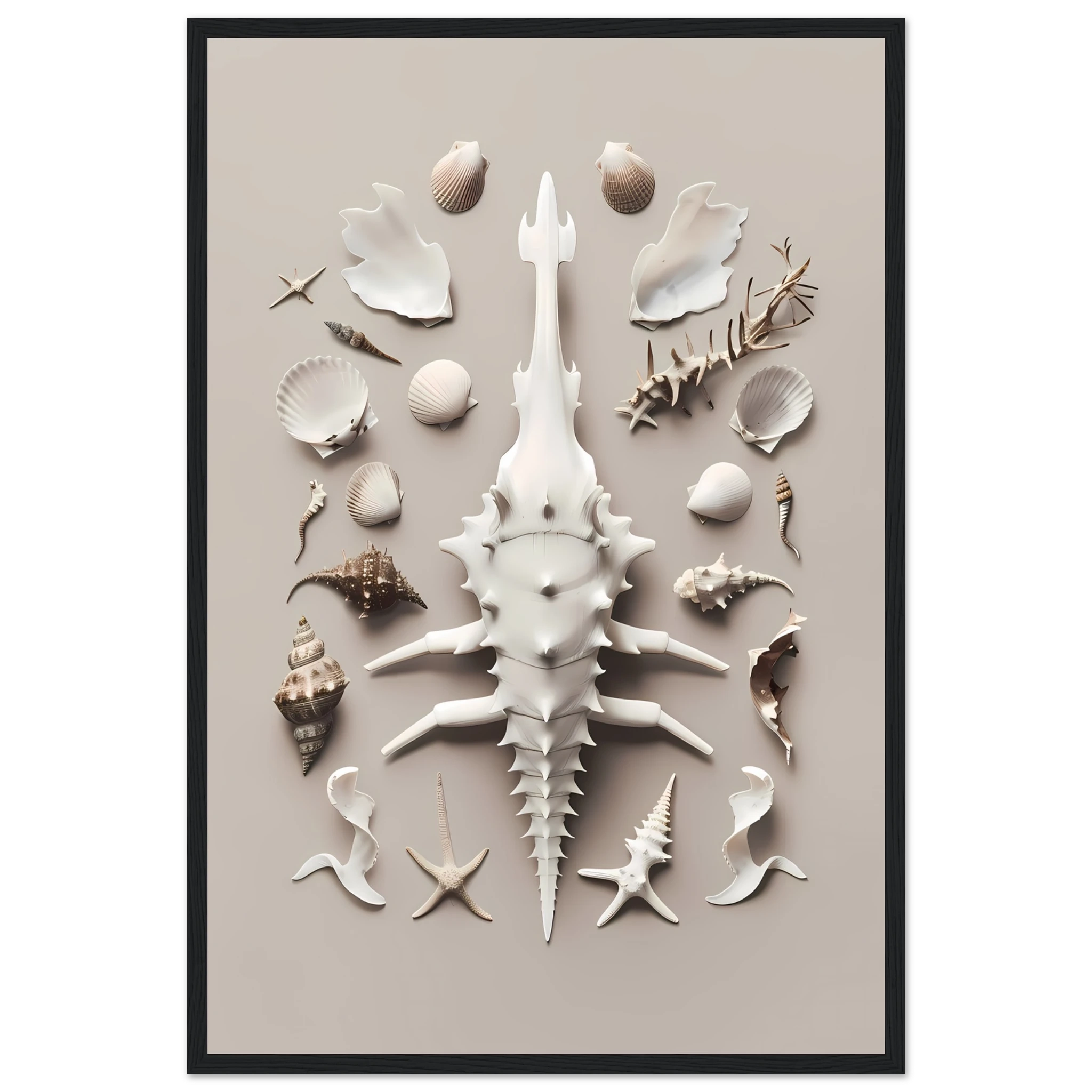 Minimalist seashell on beige background — refined coastal modern wall print.