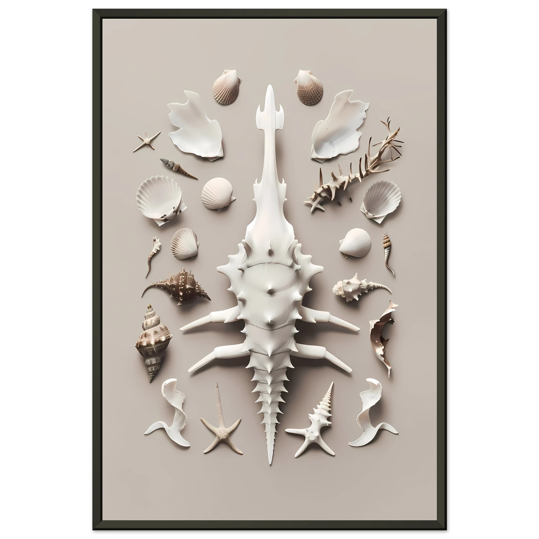 Minimalist seashell on beige background — refined coastal modern wall print.