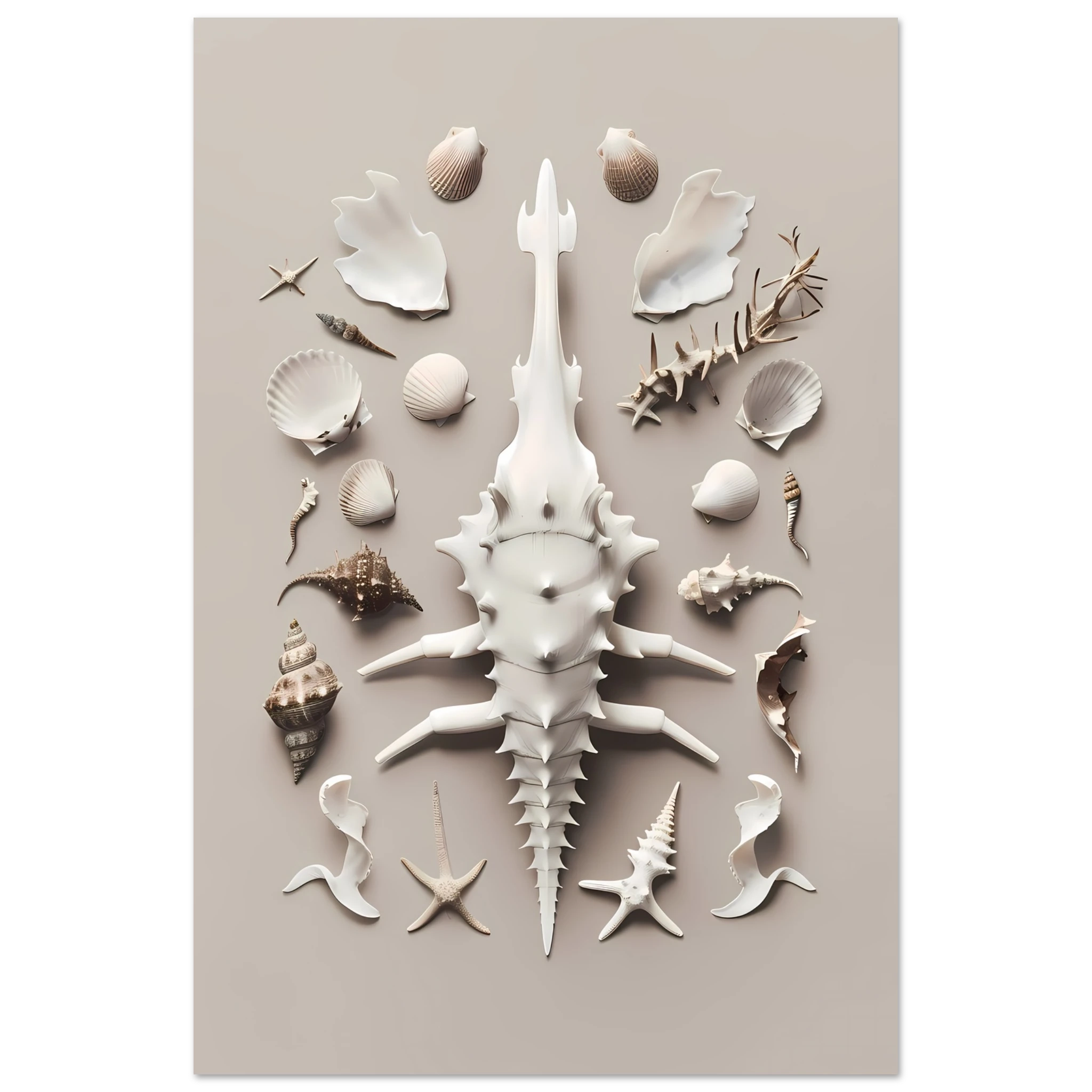 Minimalist seashell on beige background — refined coastal modern wall print.