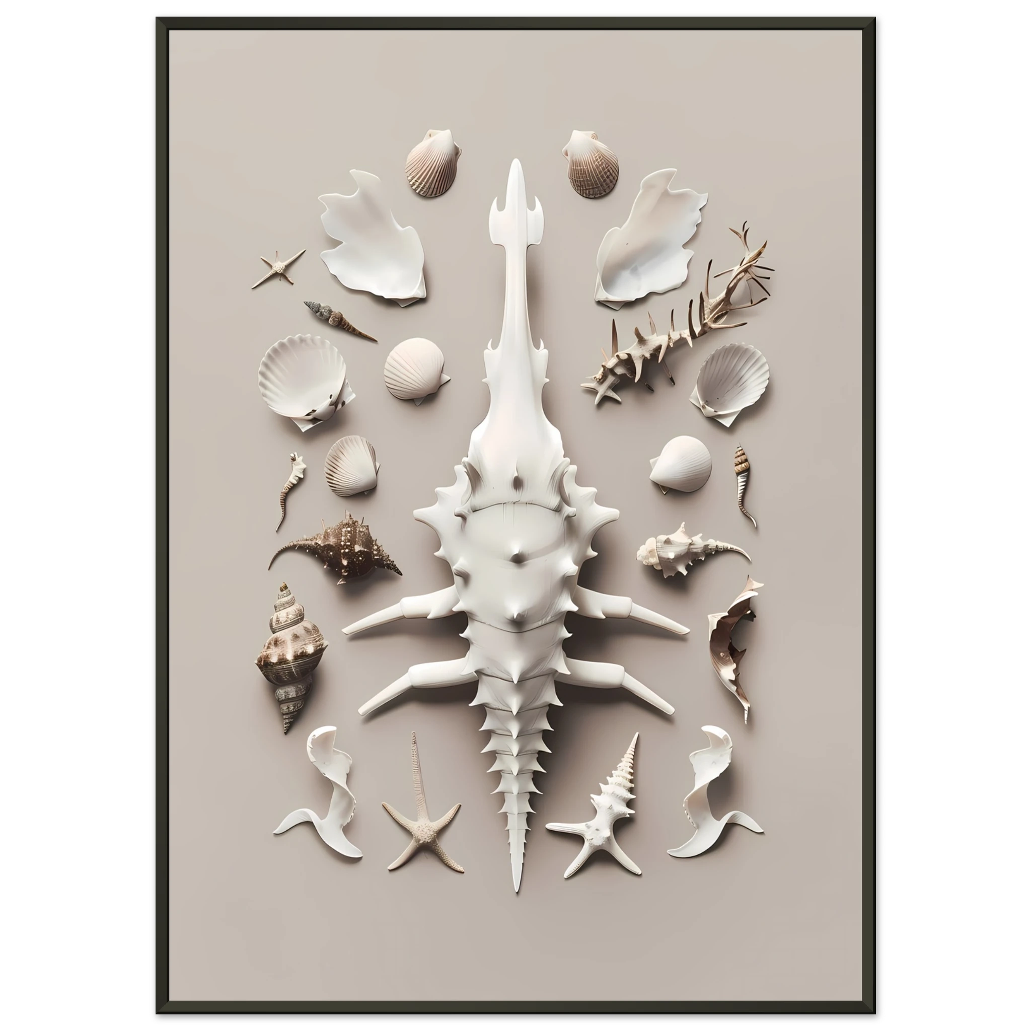 Minimalist seashell on beige background — refined coastal modern wall print.