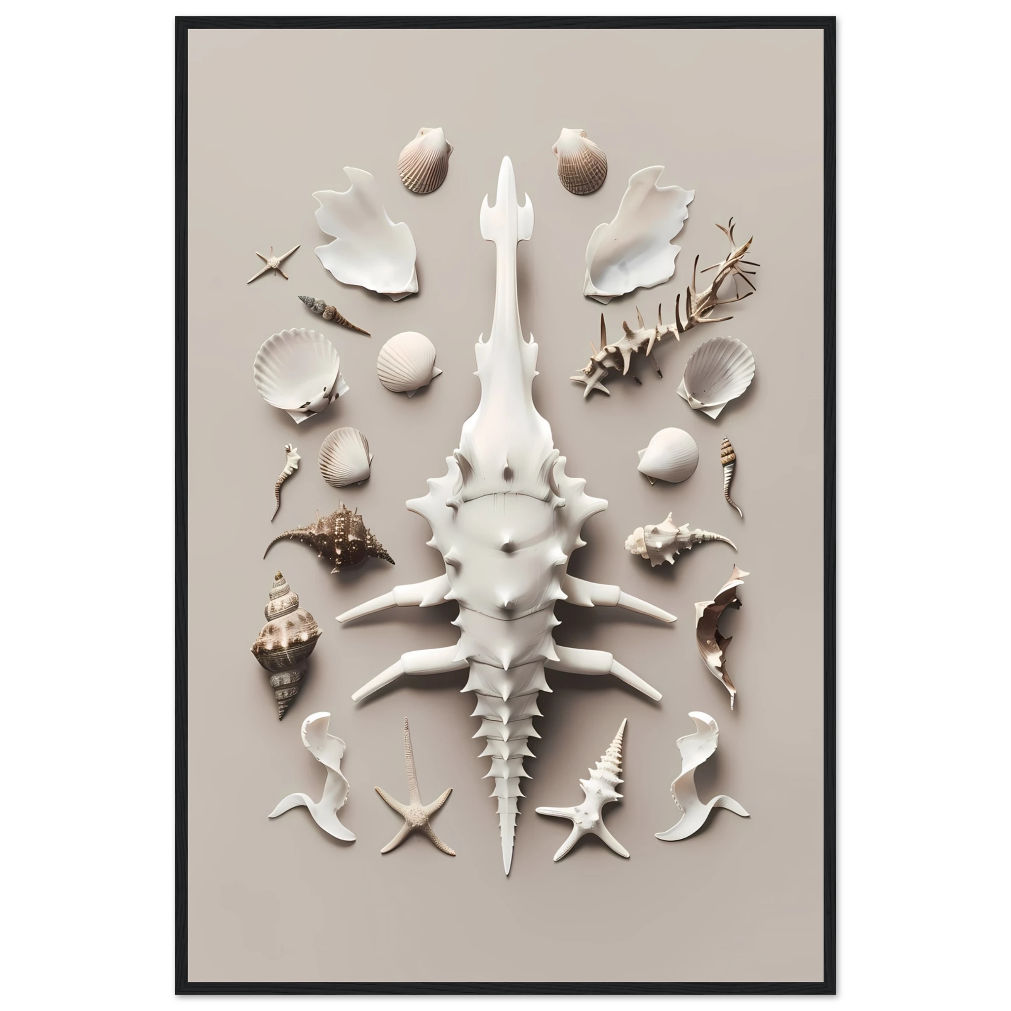 Minimalist seashell on beige background — refined coastal modern wall print.