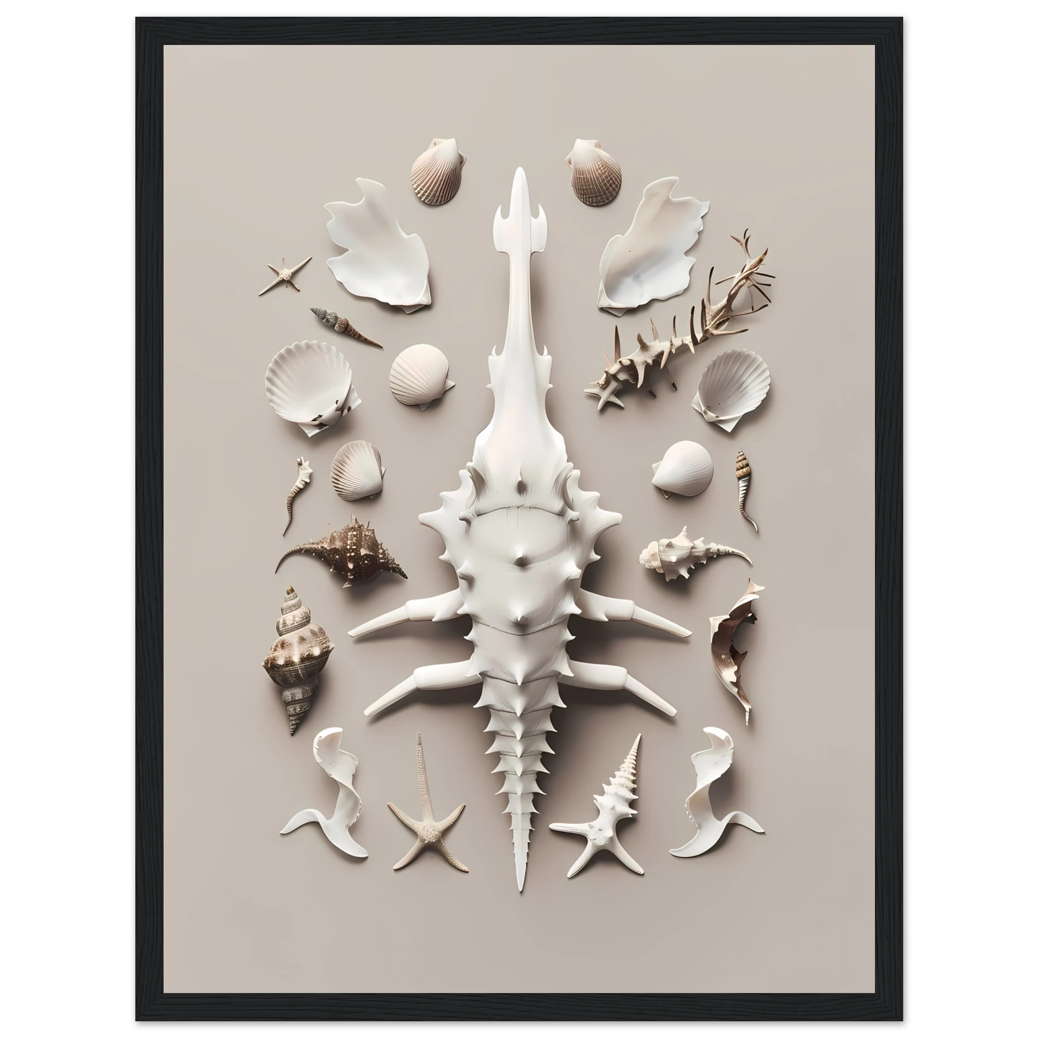 Minimalist seashell on beige background — refined coastal modern wall print.