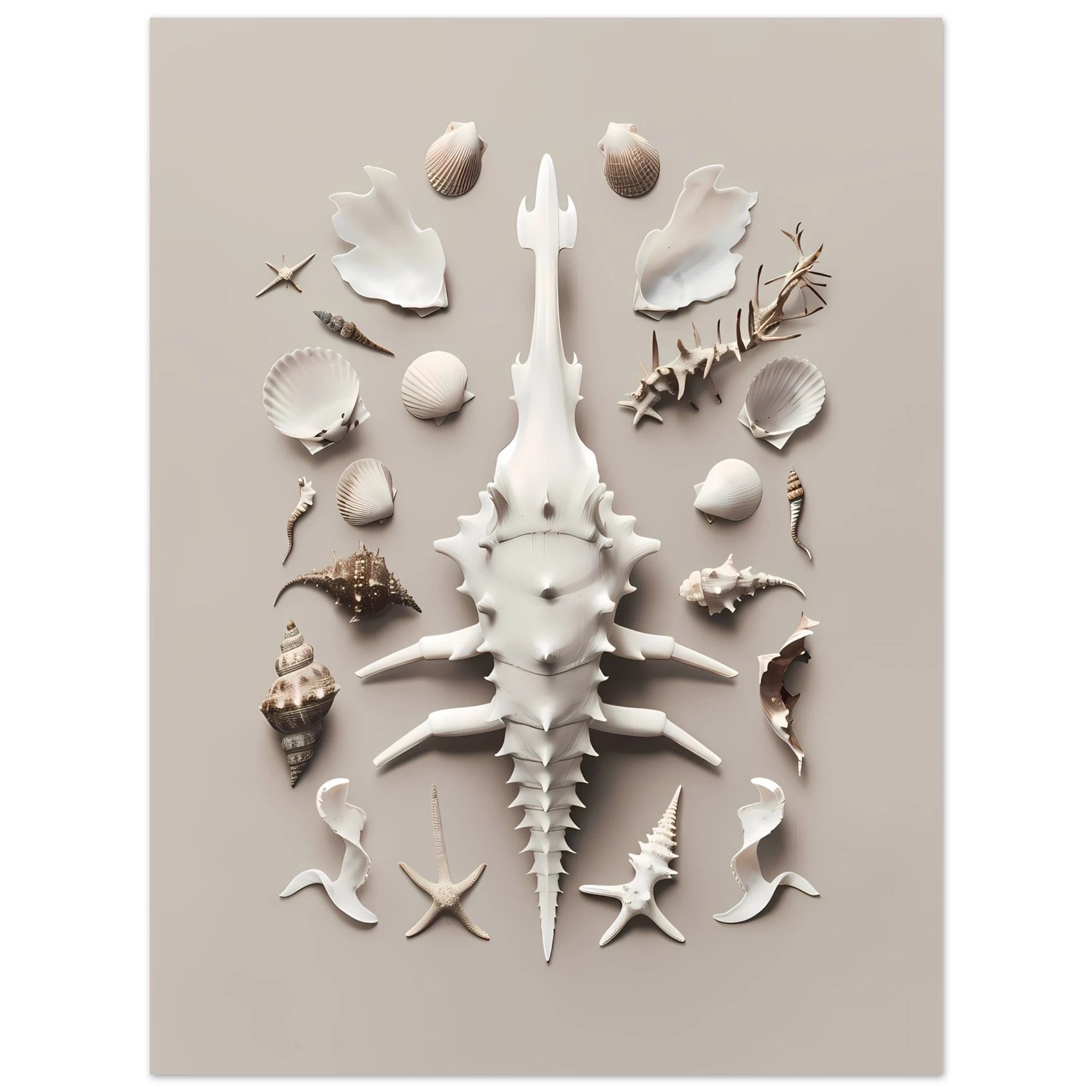 Minimalist seashell on beige background — refined coastal modern wall print.