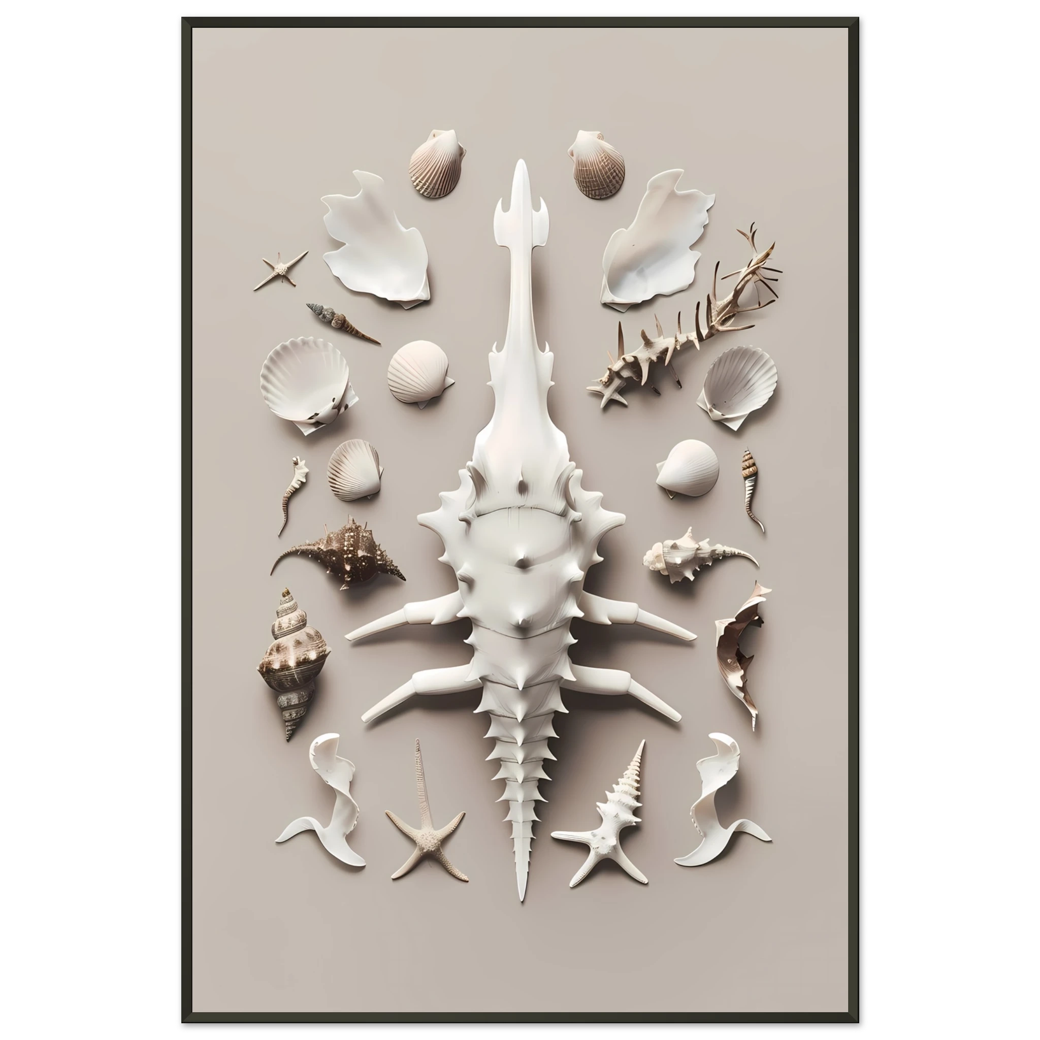 Minimalist seashell on beige background — refined coastal modern wall print.